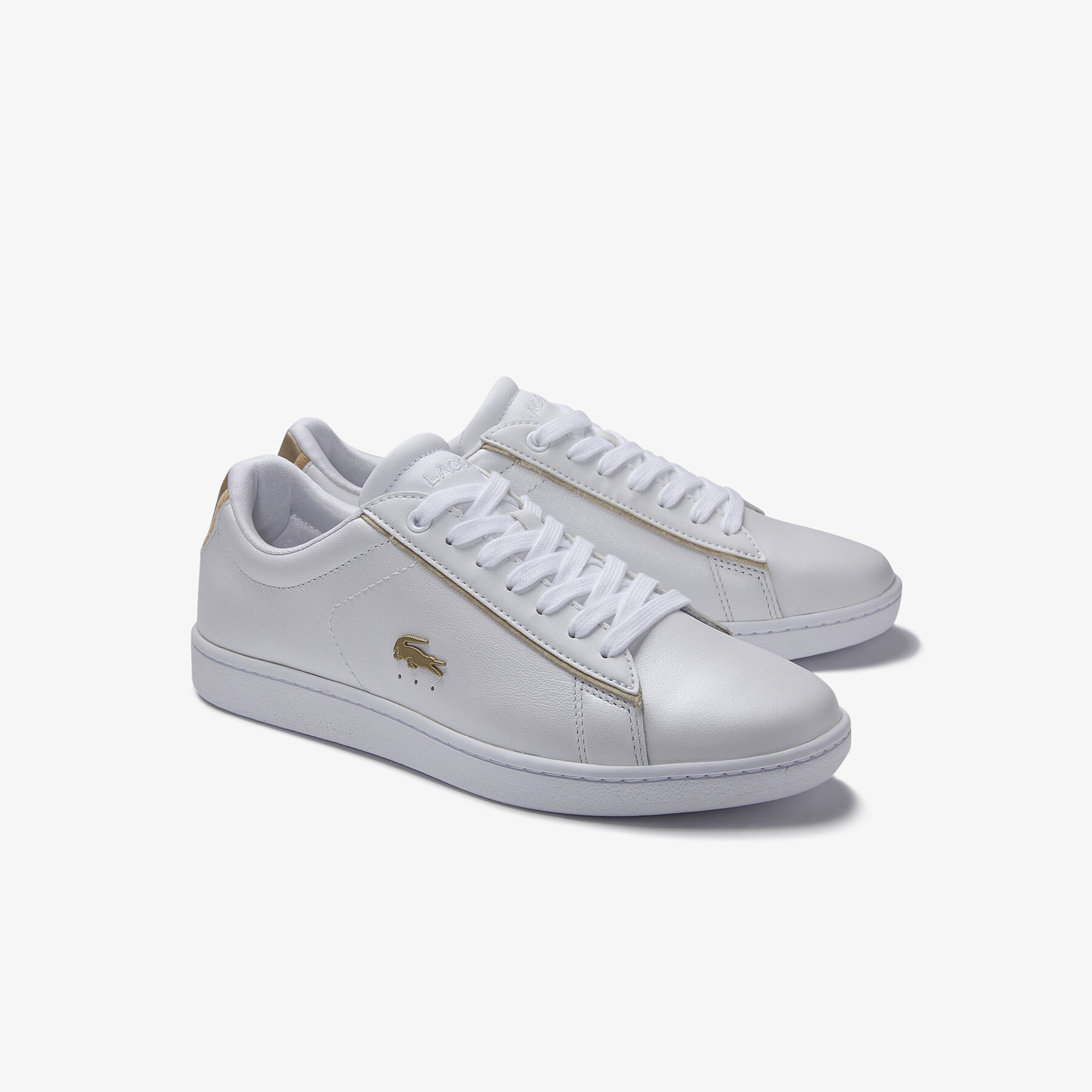 lacoste women s carnaby evo satin and leather trainers