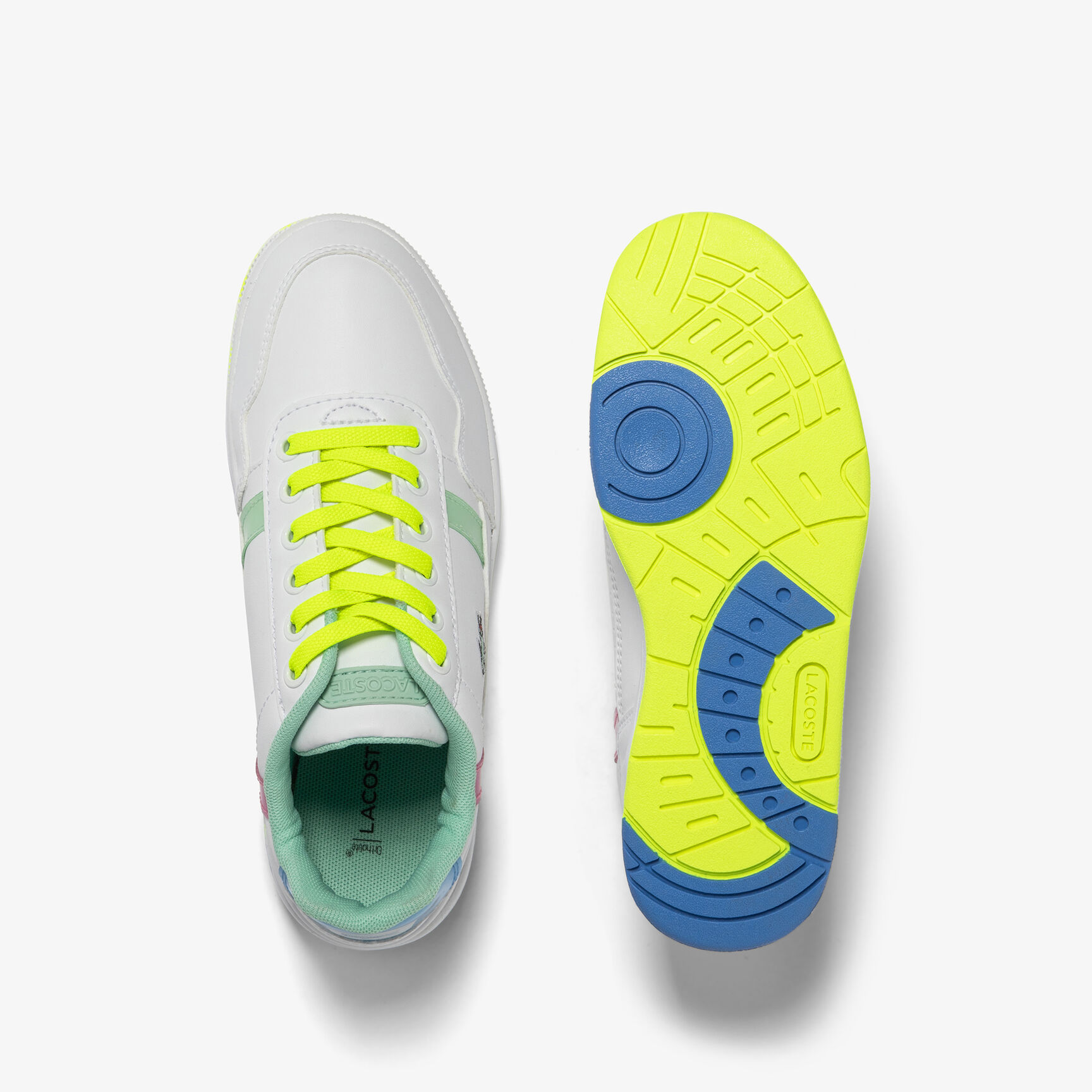 سنيكرز لاكوست تي كليب من خامات صناعية بتفاصيل ملونة للأطفال