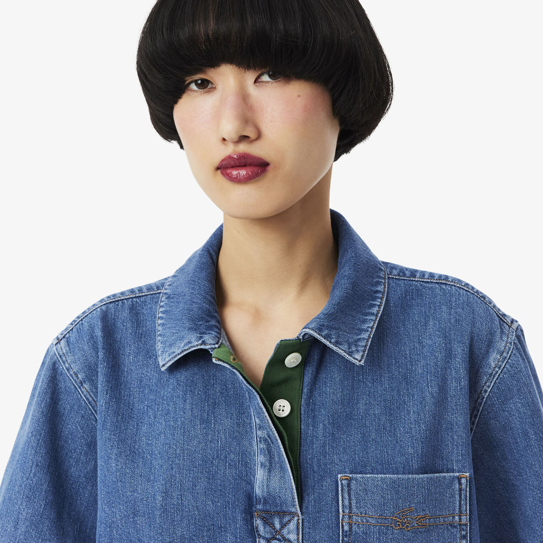 Oversized Lightweight Denim Polo Shirt