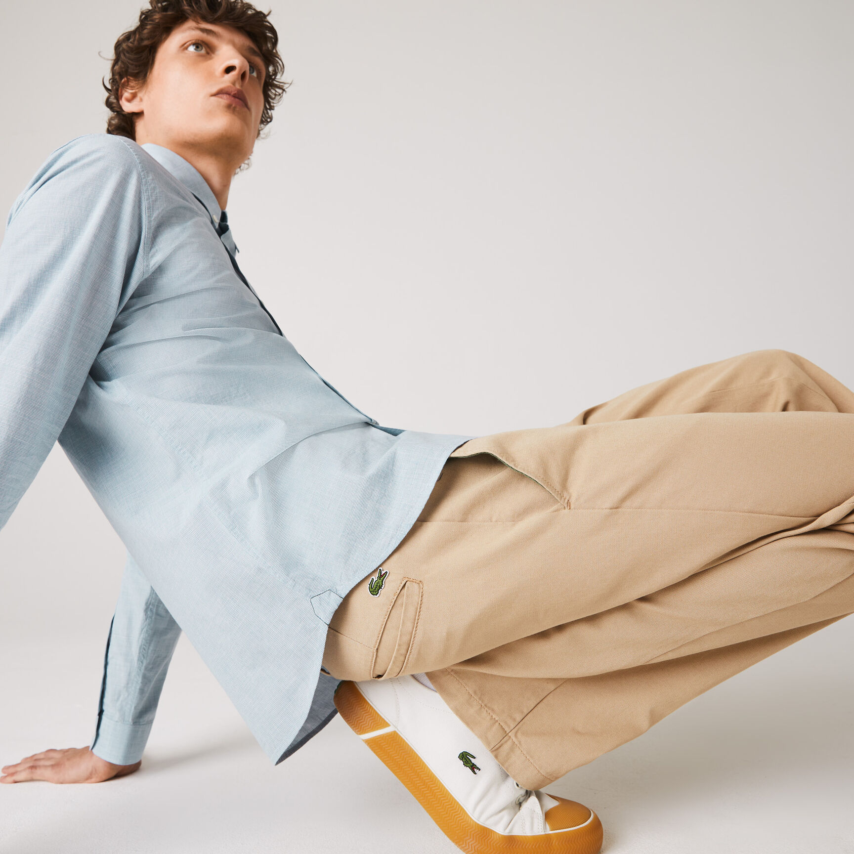 قميص قطن مع نقشة هاوندستوث صغيرة بقصة ضيقة للرجال