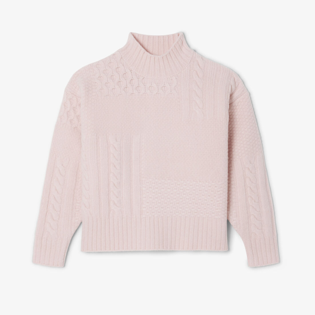 Patchwork Effect High Neck Wool Sweater Patchwork Effect High Neck Wool Sweater