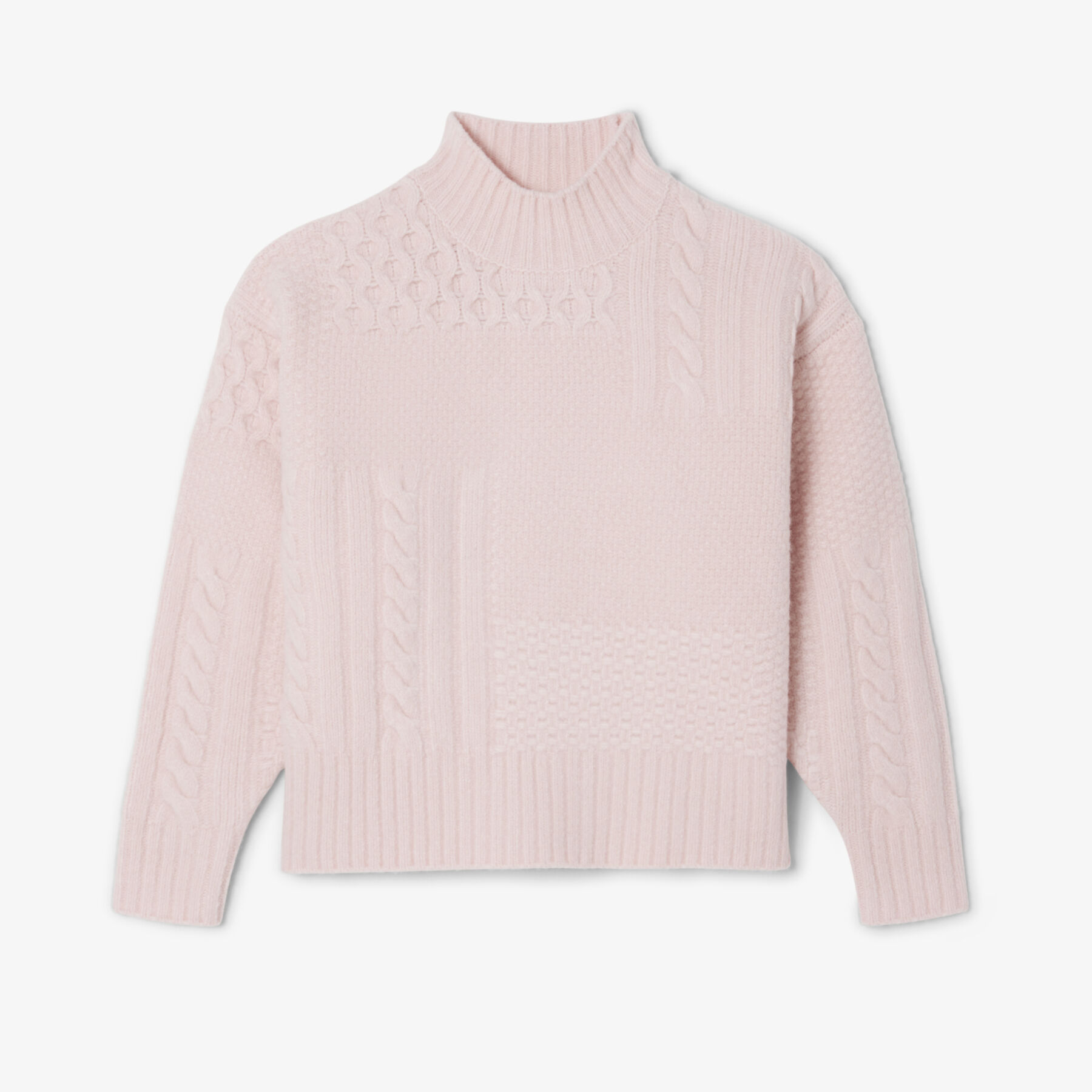 Patchwork Effect High Neck Wool Sweater Patchwork Effect High Neck Wool Sweater