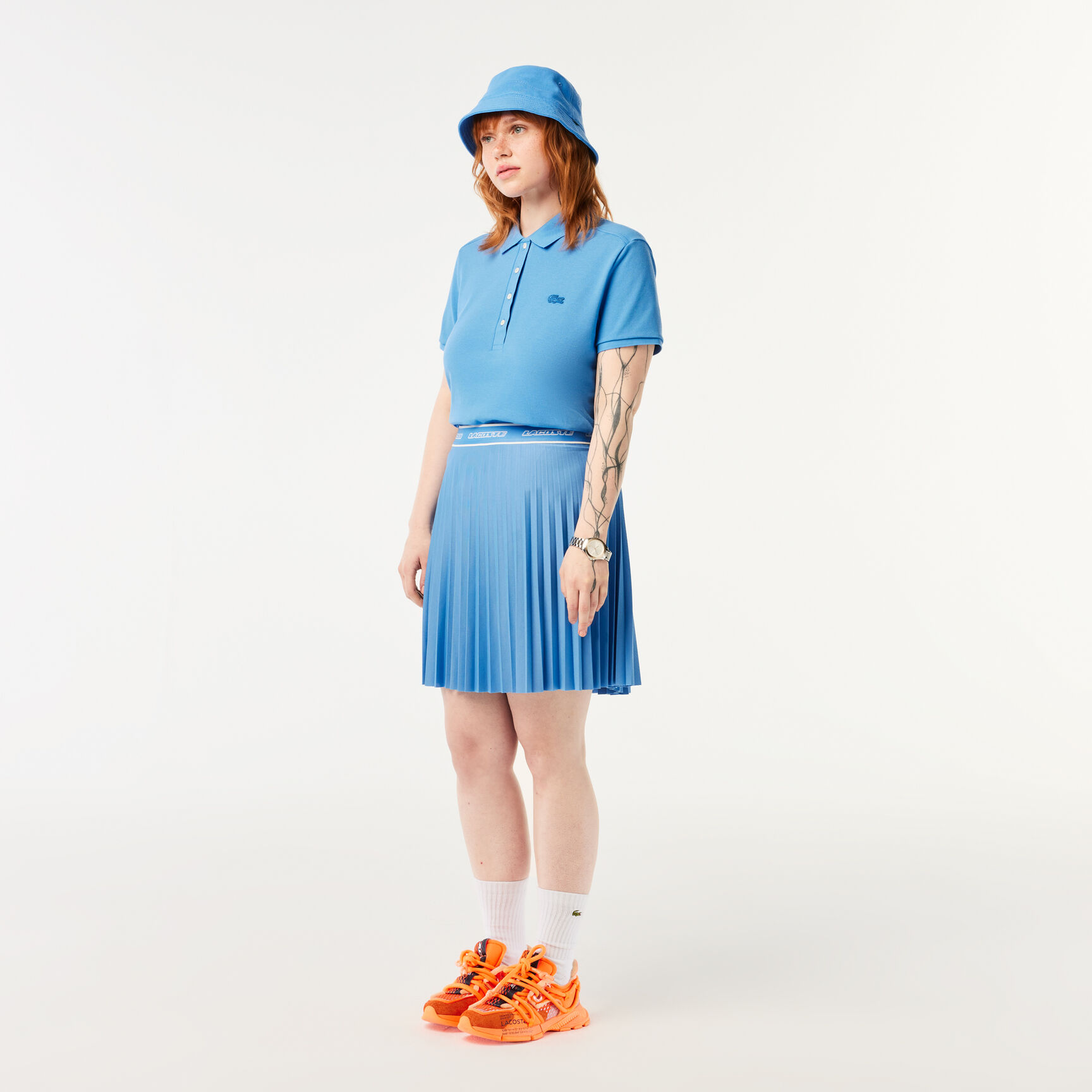 تنورة لاكوست قصيرة بطيات وخصر مطاطي للنساء