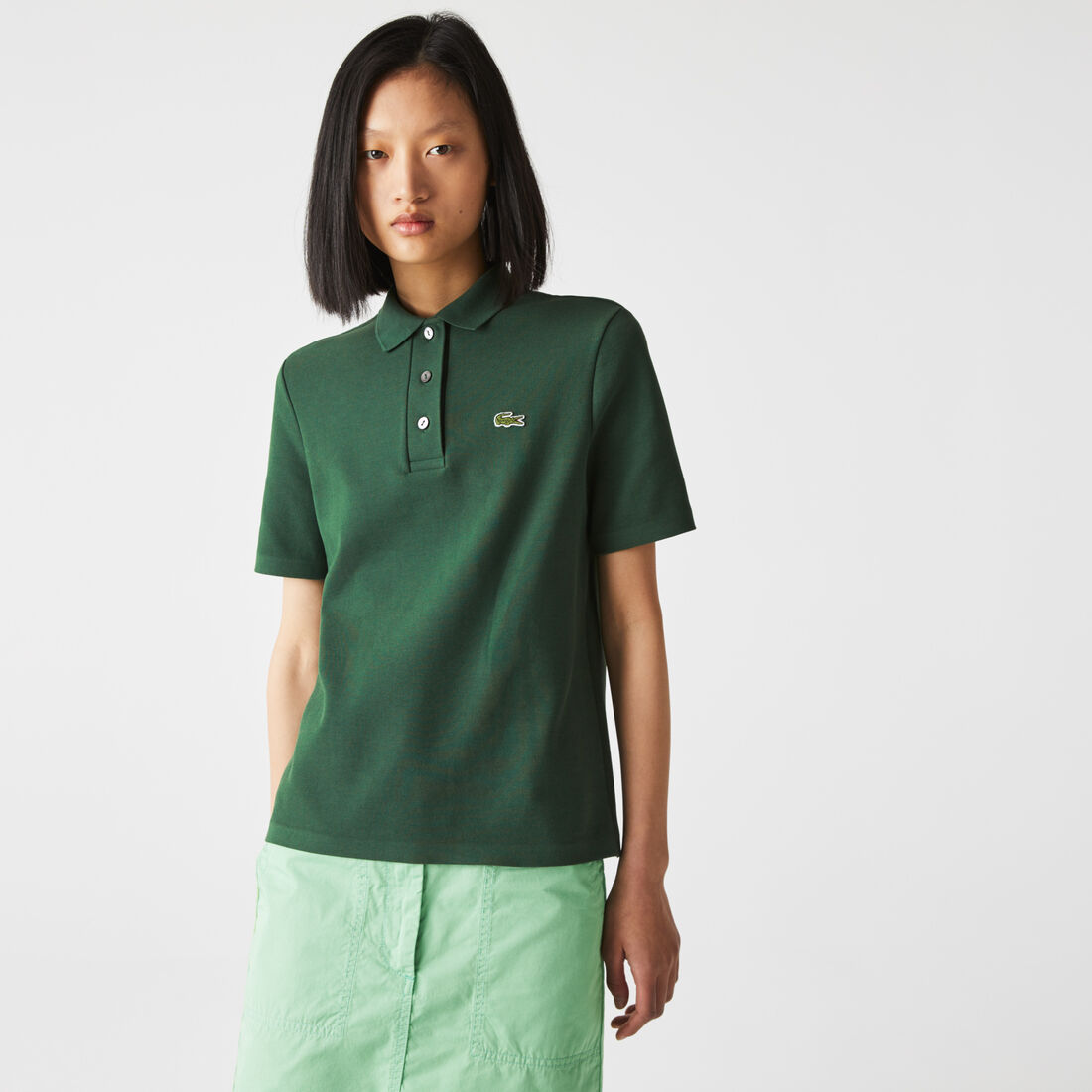 Women’s Lacoste Regular Fit Striped Organic Cotton Polo Women’s Lacoste Regular Fit Striped Organic Cotton Polo