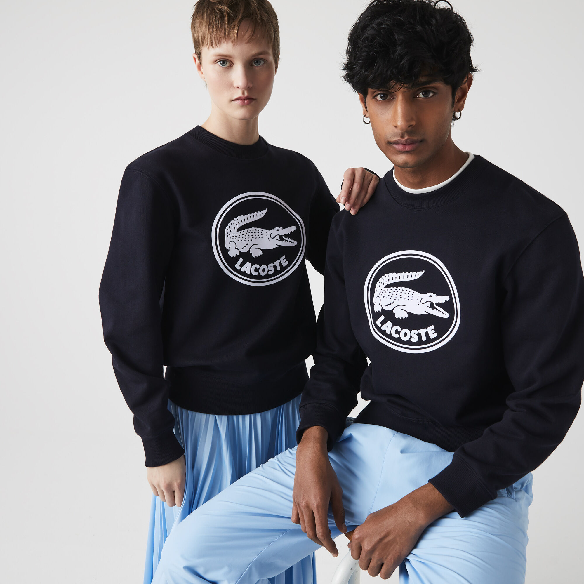 Unisex 3D Logo Organic Cotton Fleece Sweatshirt, Black | LACOSTE KSA