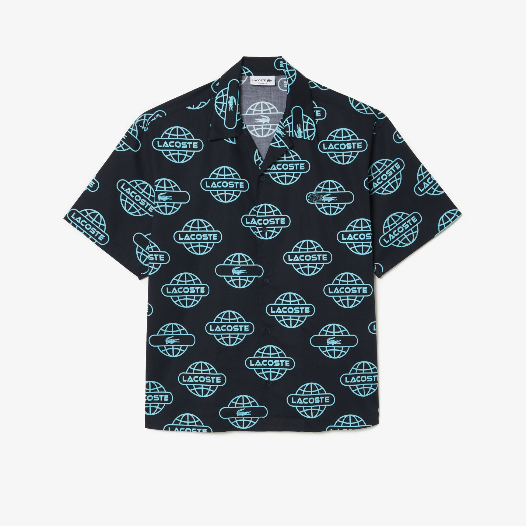 Globe Print Lacoste Cotton Twill Shirt