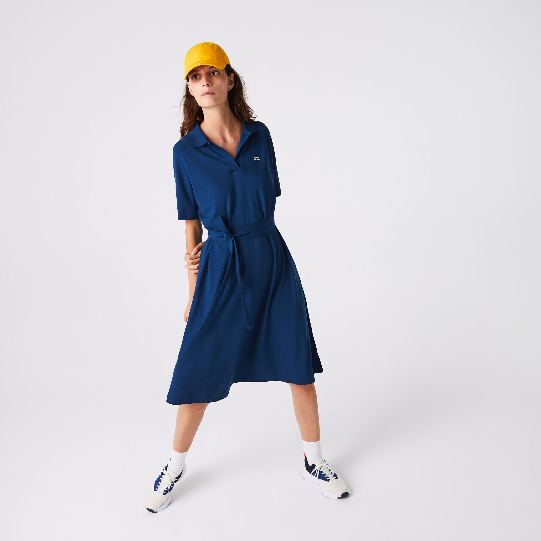 Women's Loose Fit  V-neck Piqu&eacute; Polo Dress