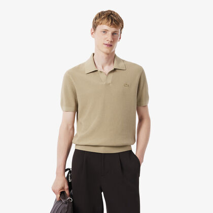 سترة بولو بياقة مفتوحة من مزيج القطن