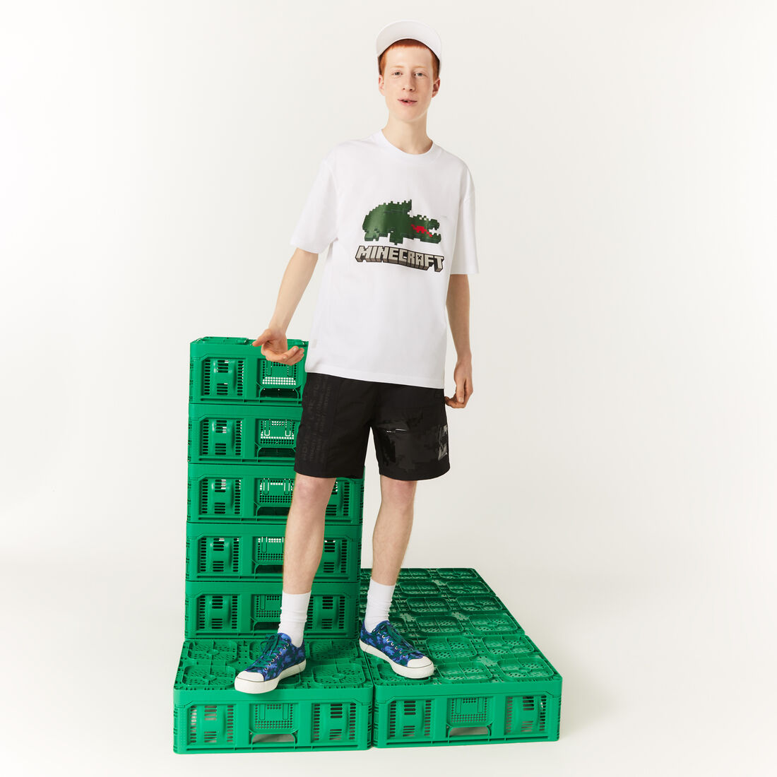 تيشيرت مطبوع قطن عضوي للجنسين مجموعة Lacoste x Minecraft تيشيرت مطبوع قطن عضوي للجنسين مجموعة Lacoste x Minecraft