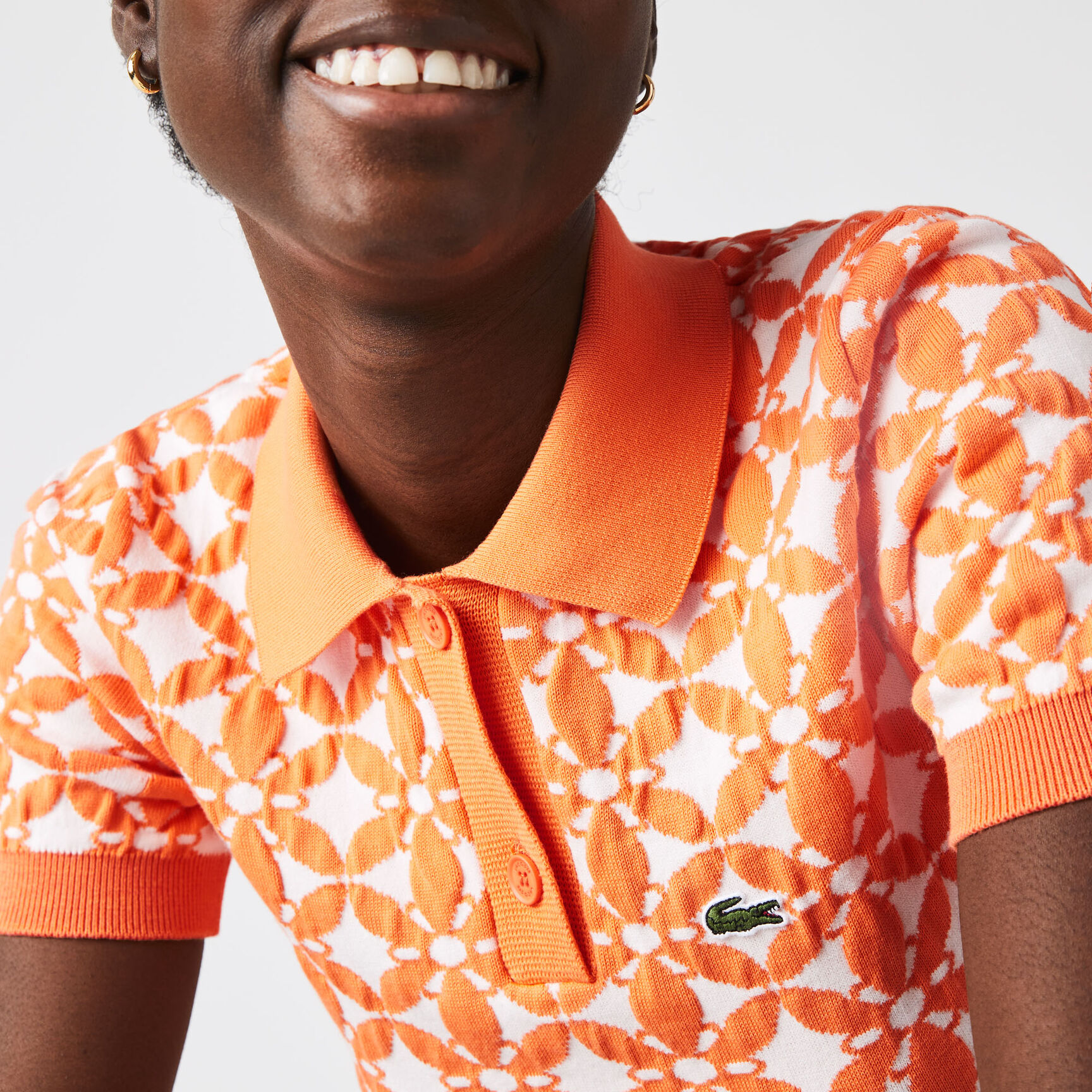 Women's Lacoste L!VE Slim Fit Vintage Design Jacquard Polo Shirt Women's Lacoste L!VE Slim Fit Vintage Design Jacquard Polo Shirt