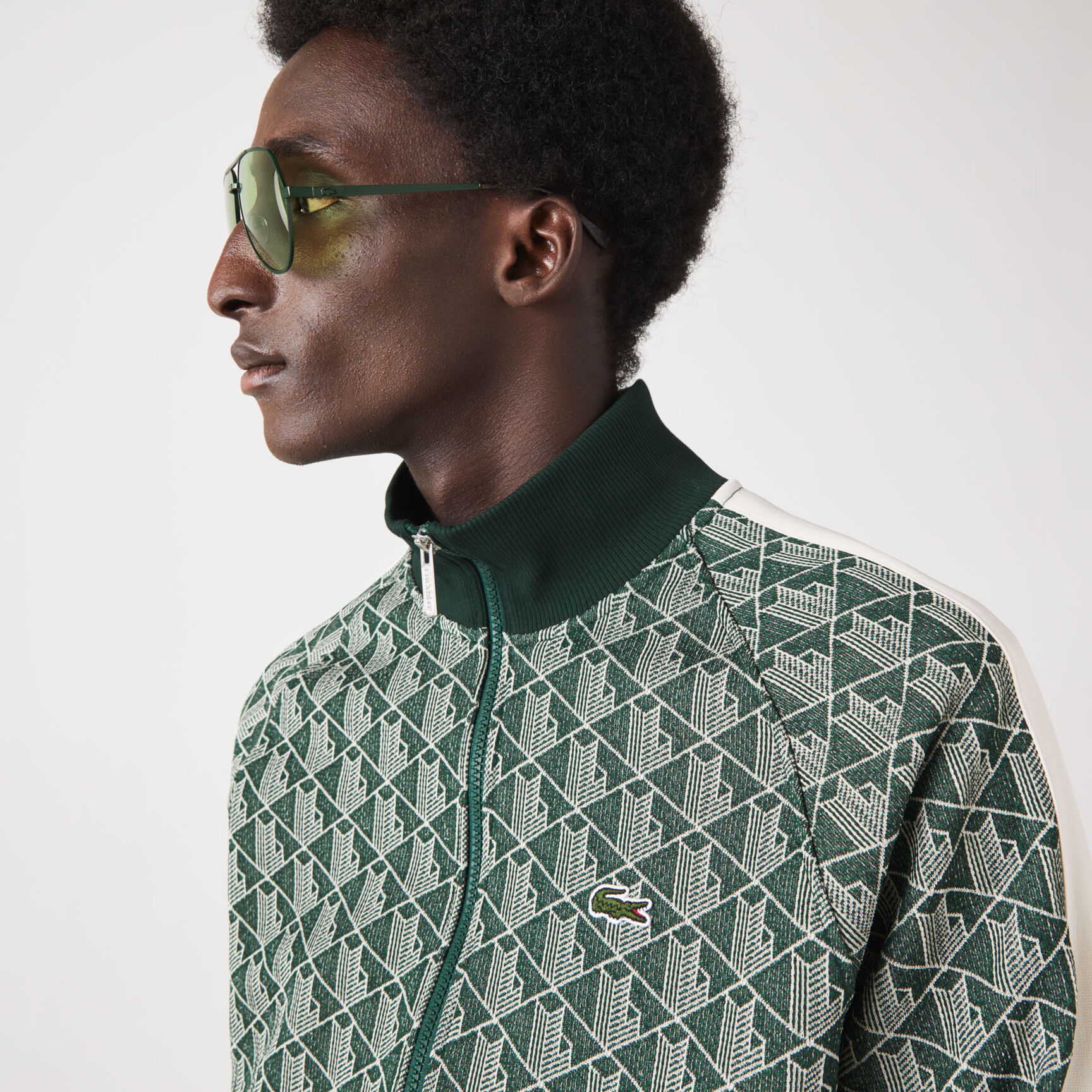 سويت شيرت بقصة عادية وسحّاب ونقشة شعار الماركة للرجال سويت شيرت بقصة عادية وسحّاب ونقشة شعار الماركة للرجال