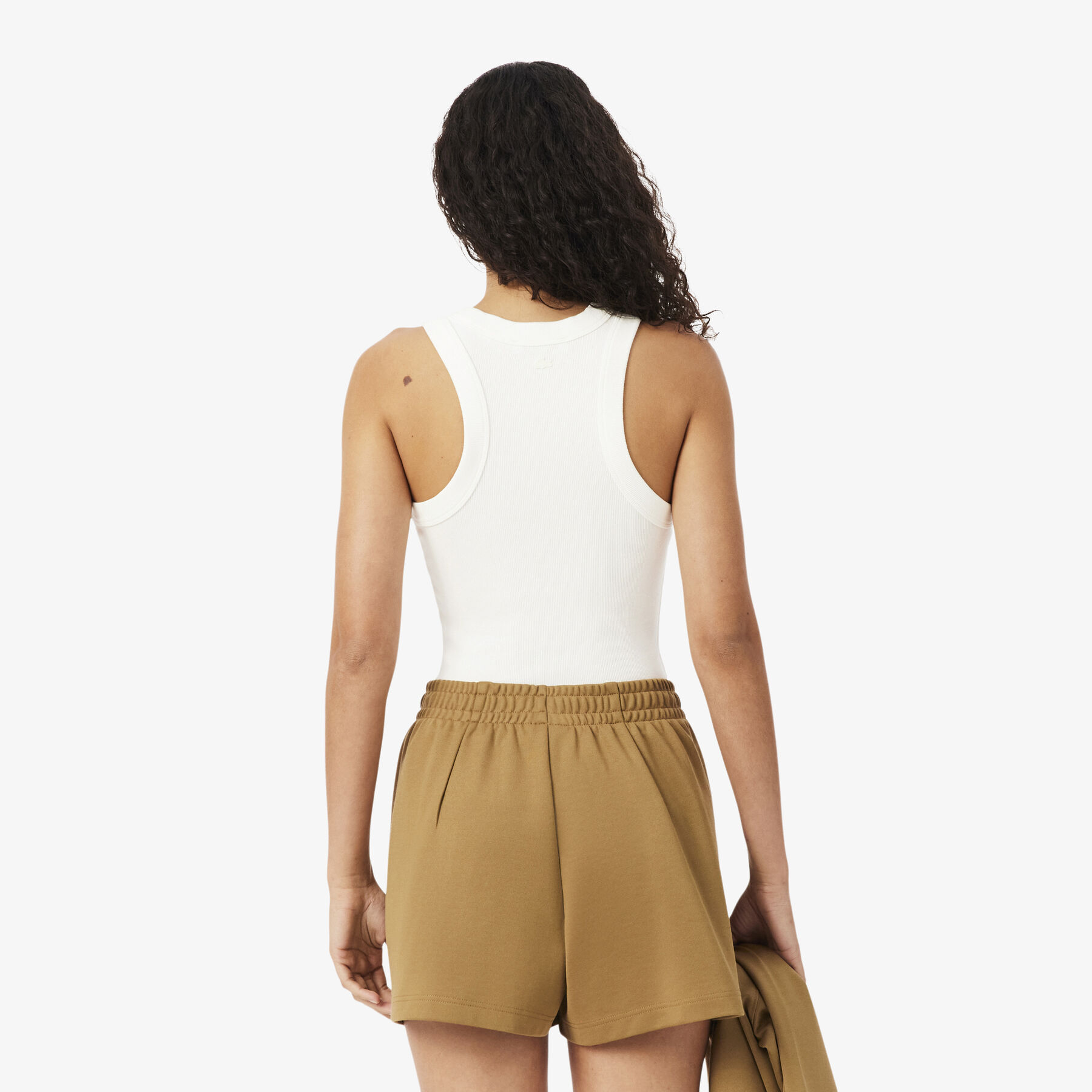 Slim Fit Badge Accent Rib Knit Tank Top