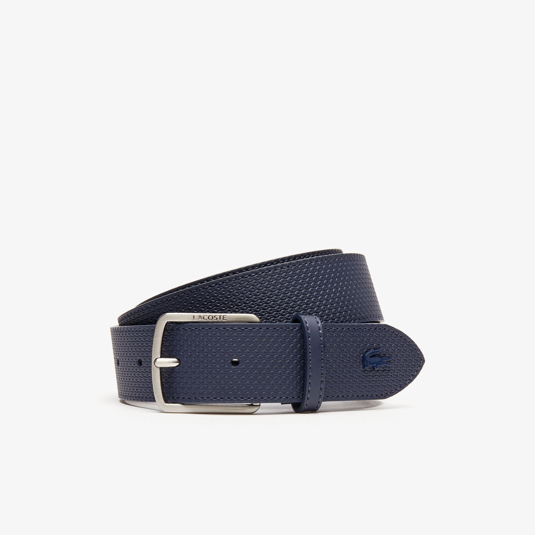 Men's Lacoste Engraved Buckle Texturised Leather Belt