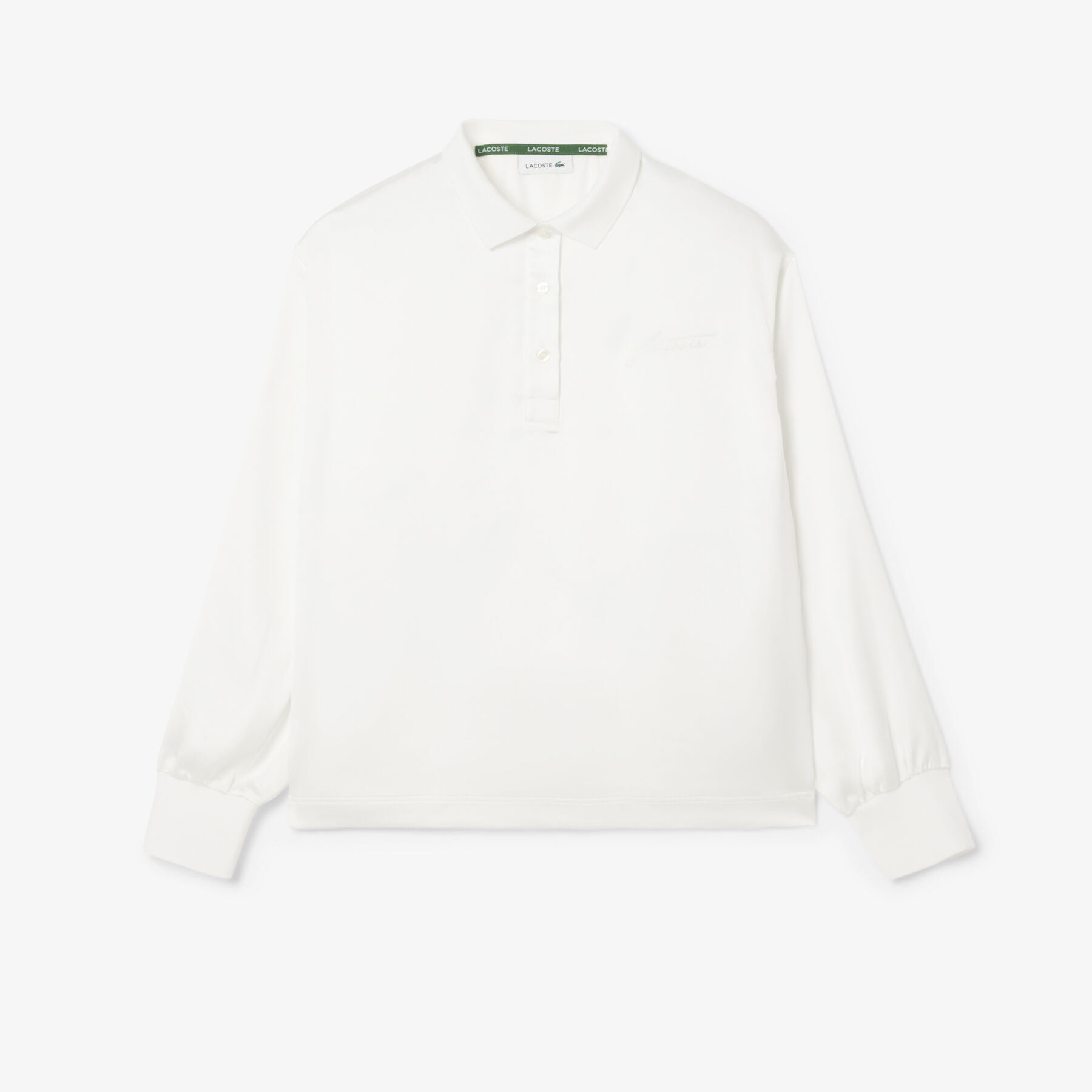 Long Sleeved Oversized Satin Polo Shirt