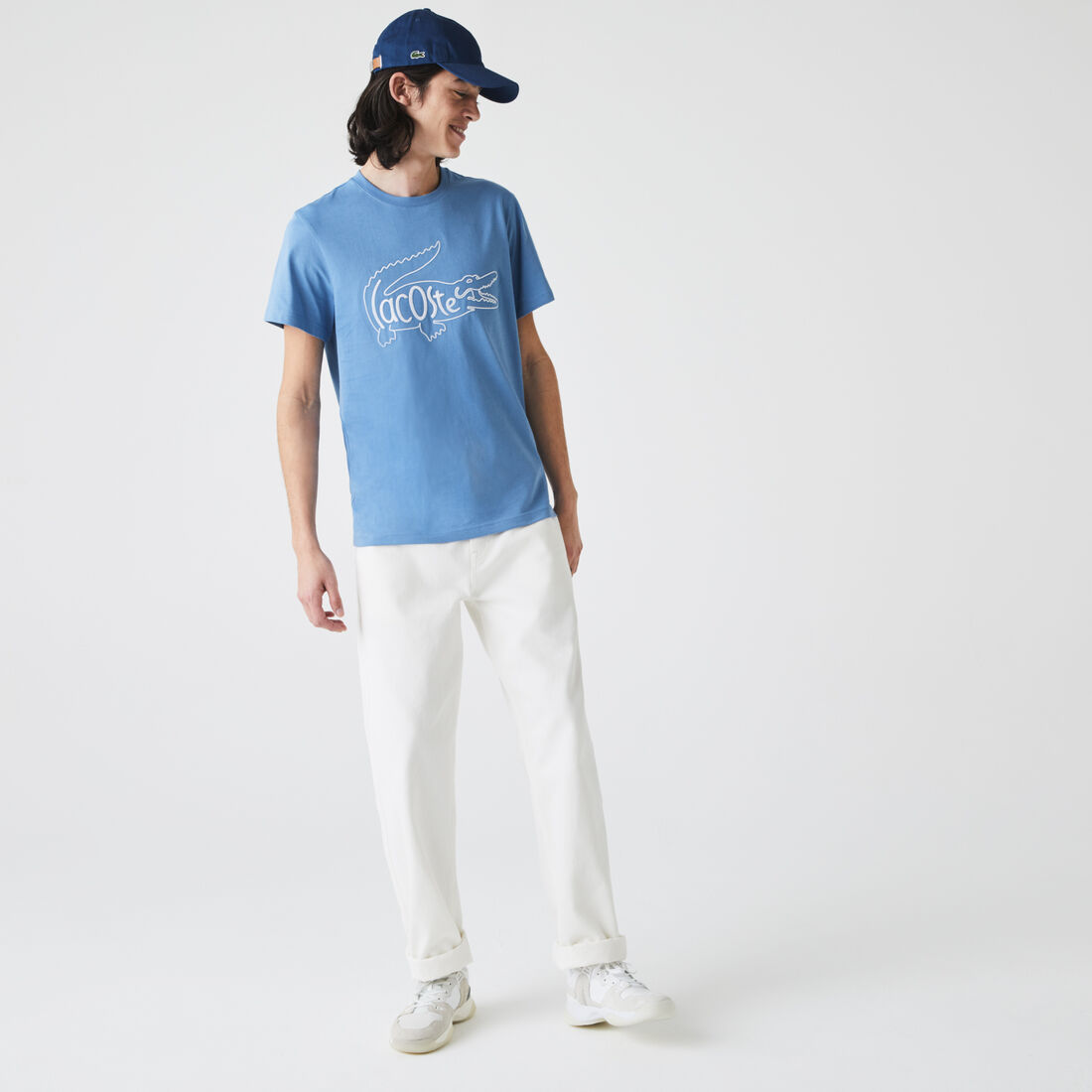 تي شيرت قطن بفتحة رقبة مستديرة للرجال وتطريز التمساح تي شيرت قطن بفتحة رقبة مستديرة للرجال وتطريز التمساح