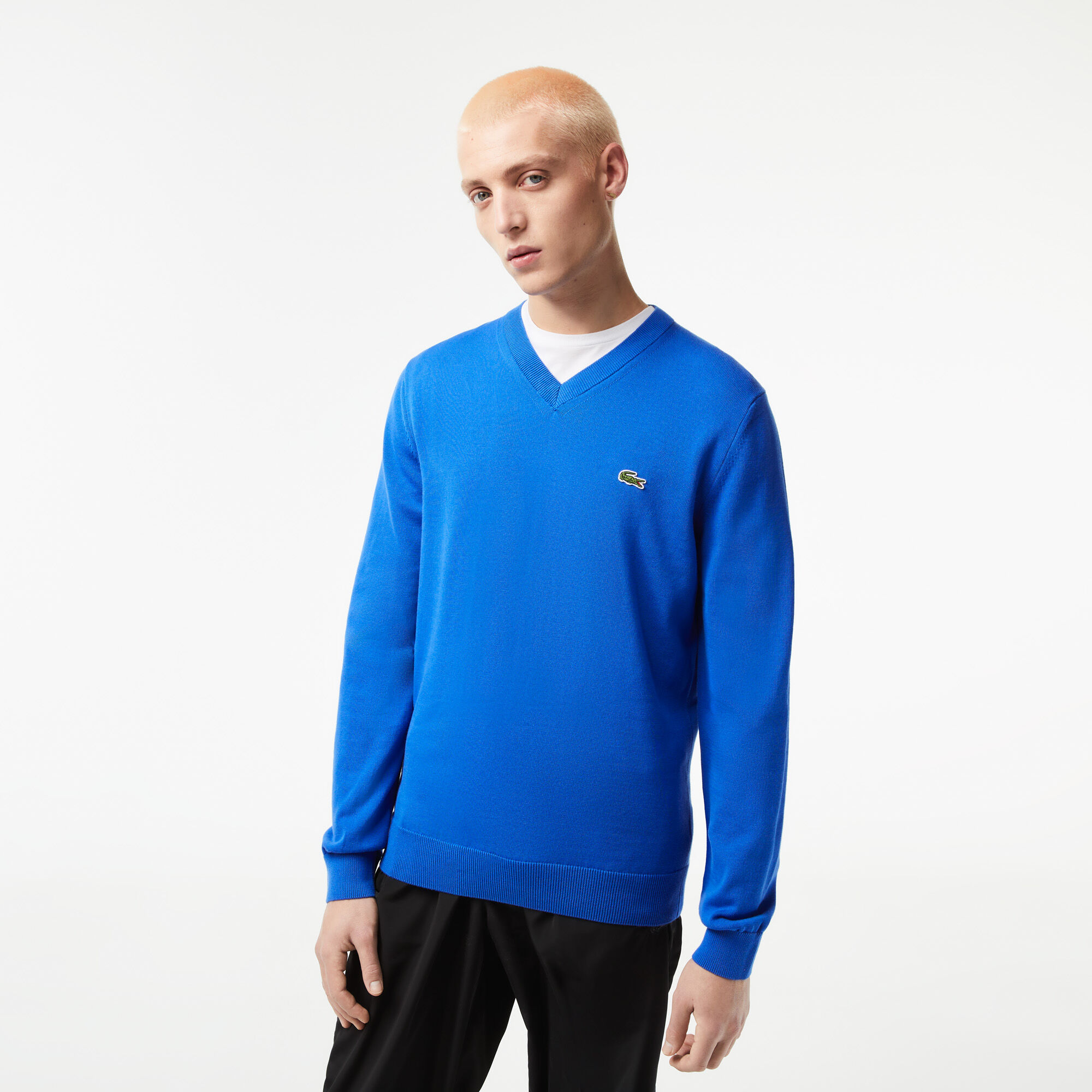 Buy Men s V neck Organic Cotton Sweater Lacoste SA