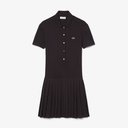 lacoste stretch pique pleated polo dress