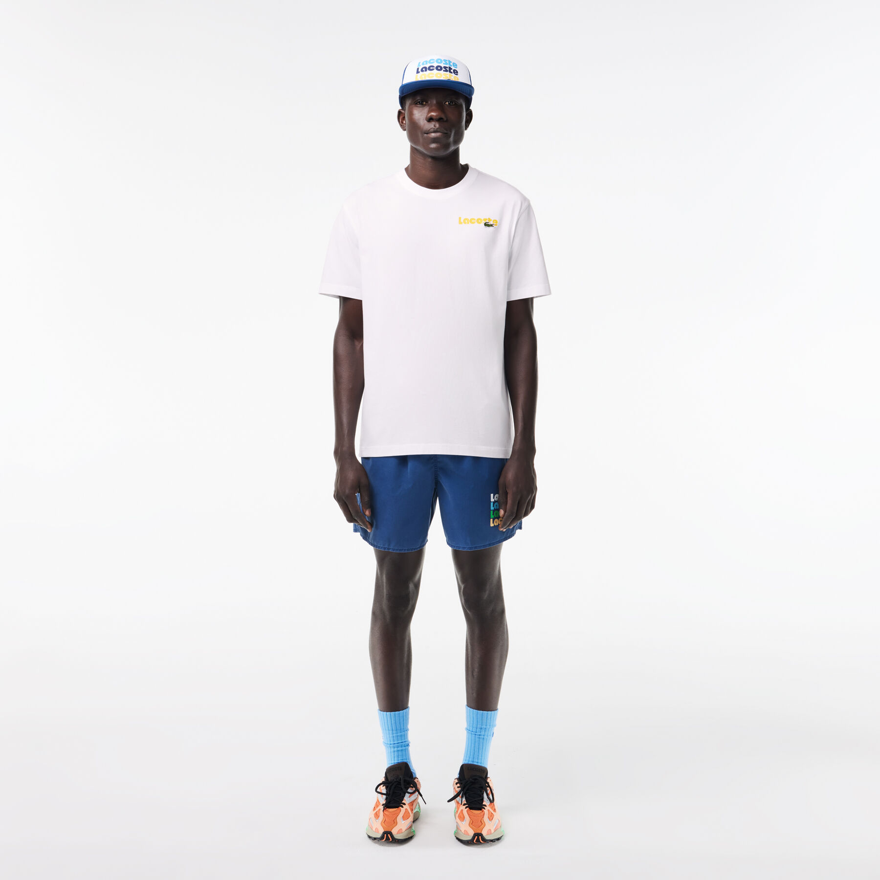 washed effect ombr  lacoste print t shirt