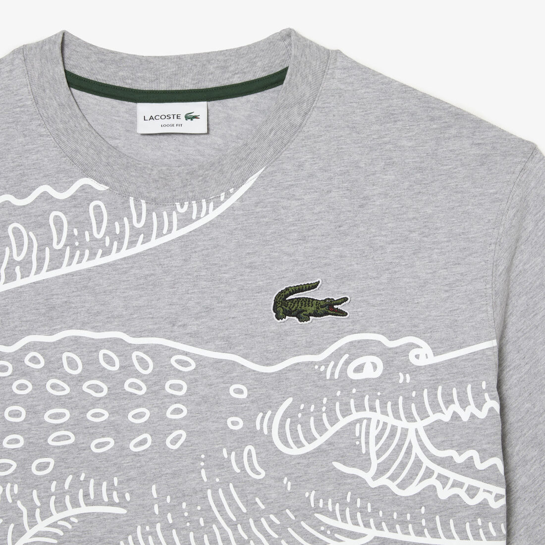 Men's Lacoste Round Neck Loose Fit Crocodile Print T-shirt Men's Lacoste Round Neck Loose Fit Crocodile Print T-shirt