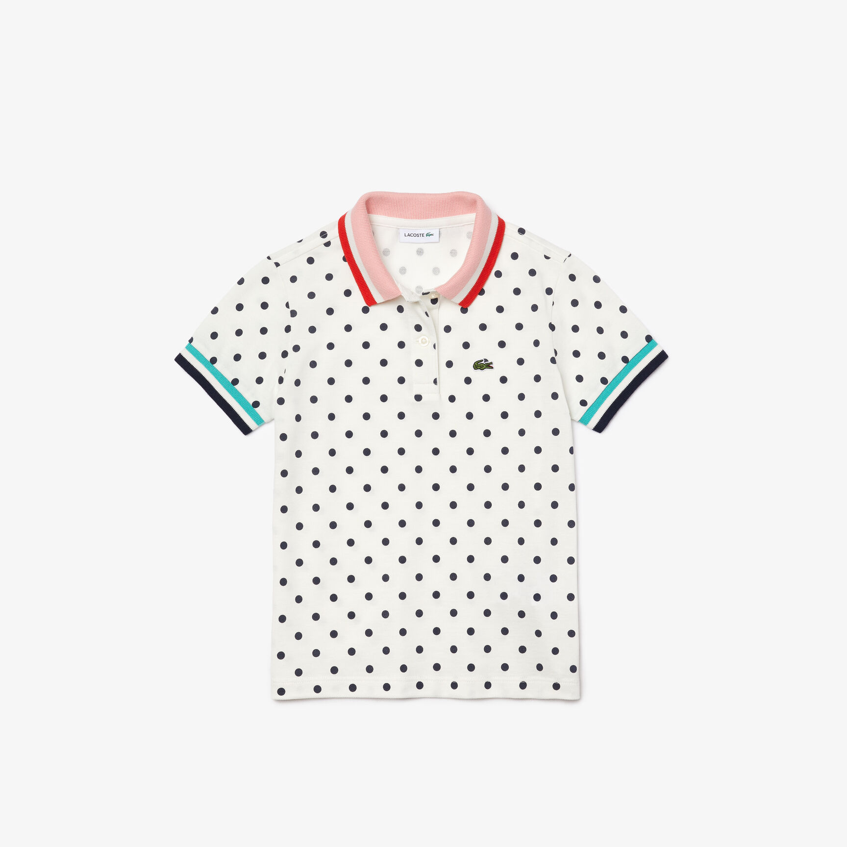 Girls’ Lacoste Polka Dot Print Cotton Piqué Polo Girls’ Lacoste Polka Dot Print Cotton Piqué Polo