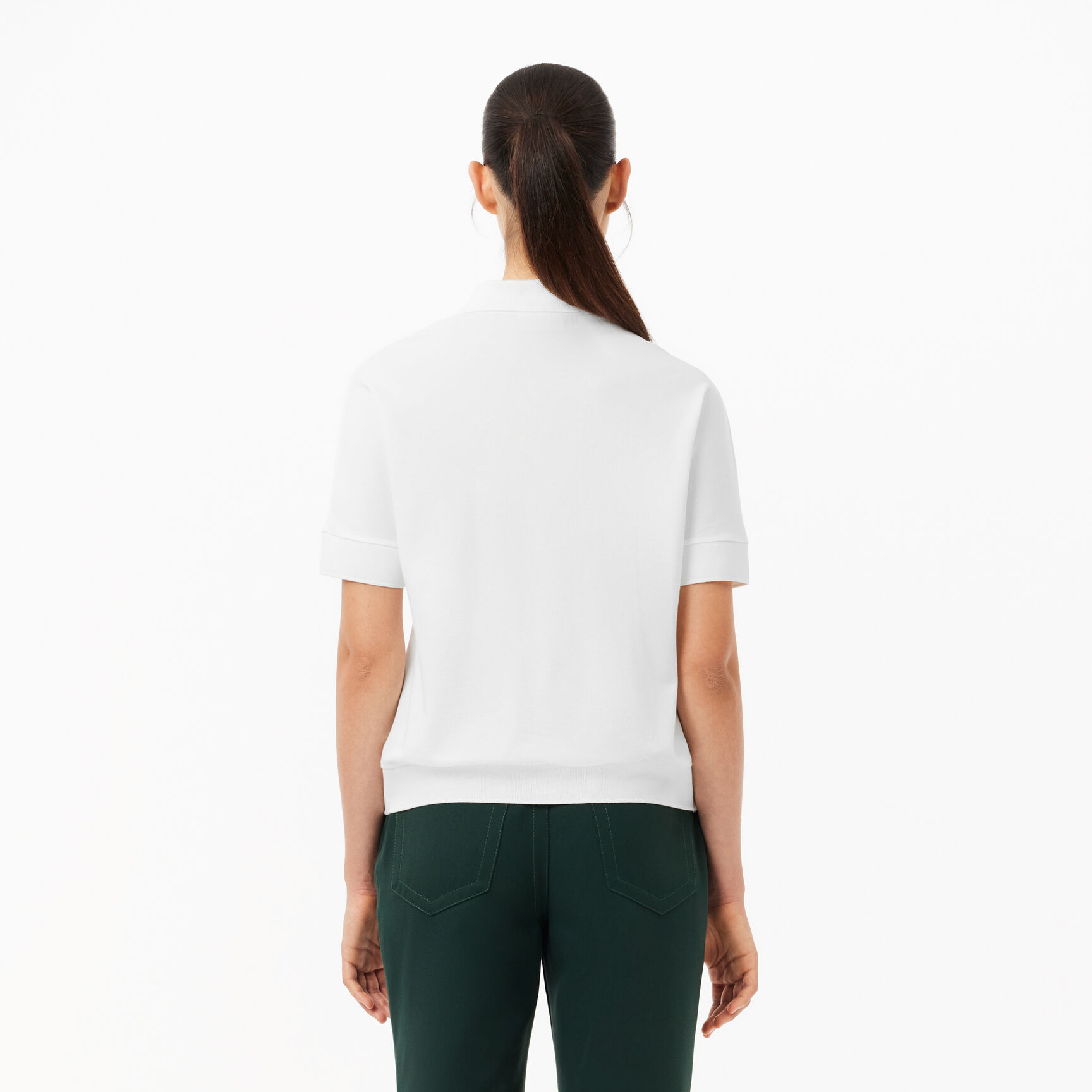 Open Neck Fluid Pique Polo Shirt