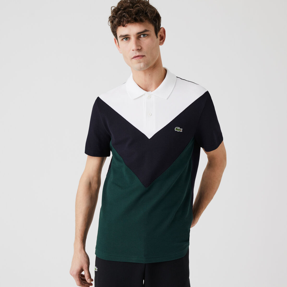 Men's Lacoste Regular Fit Geometric Colourblock Piqu&eacute; Polo Shirt