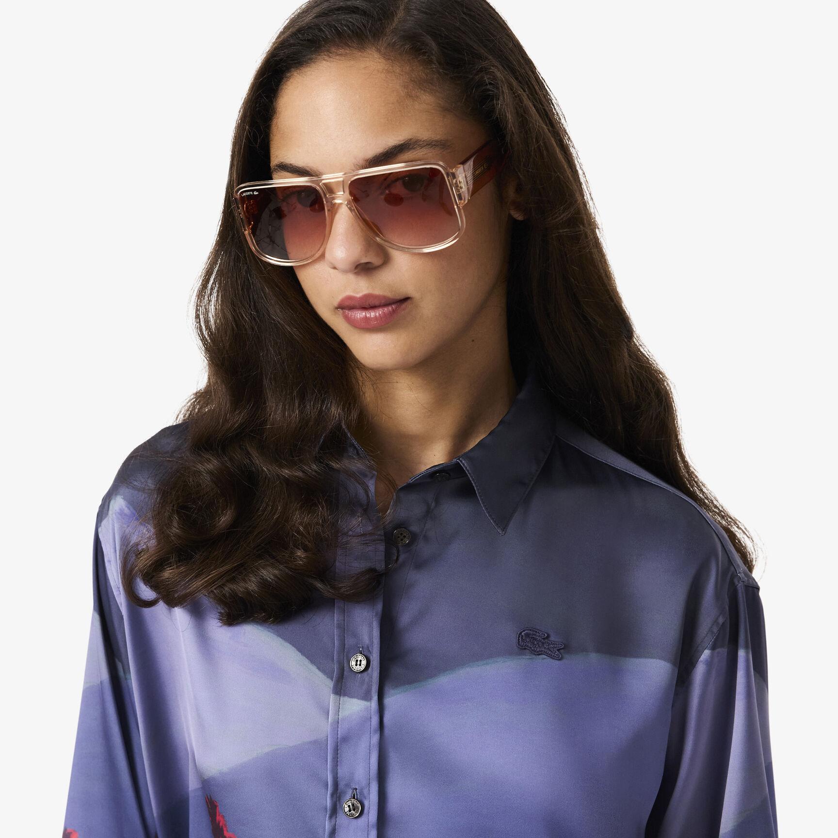 Oversized Landscape Print Satin Shirt