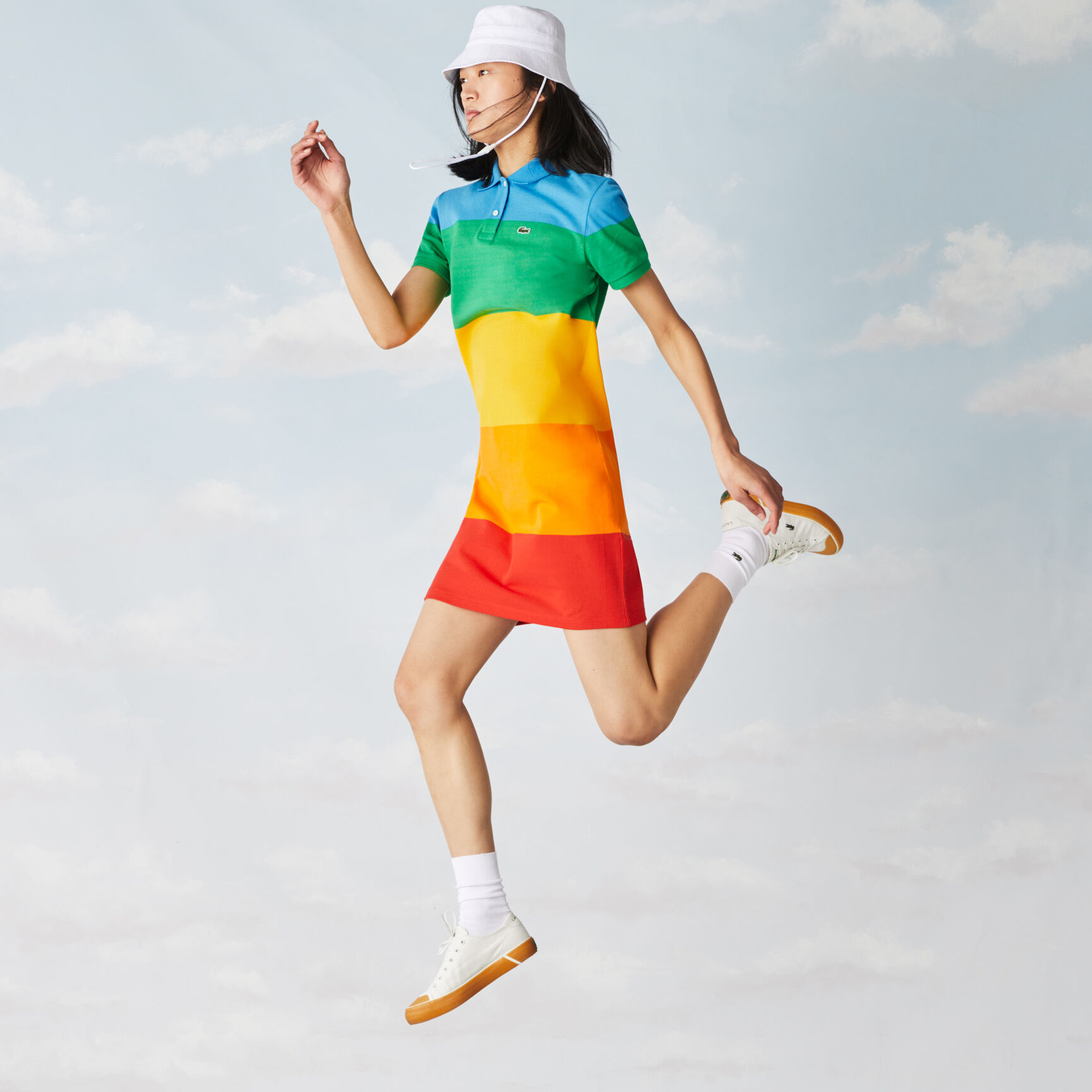 فستان بولو مقلم للنساء من بيكيه القطن مجموعة Polaroid فستان بولو مقلم للنساء من بيكيه القطن مجموعة Polaroid