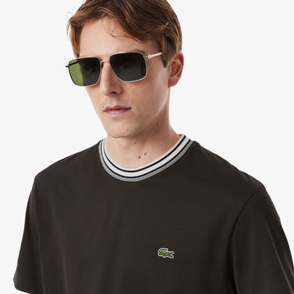 تي شيرت فرنسي الصنع مخطط الرقبة