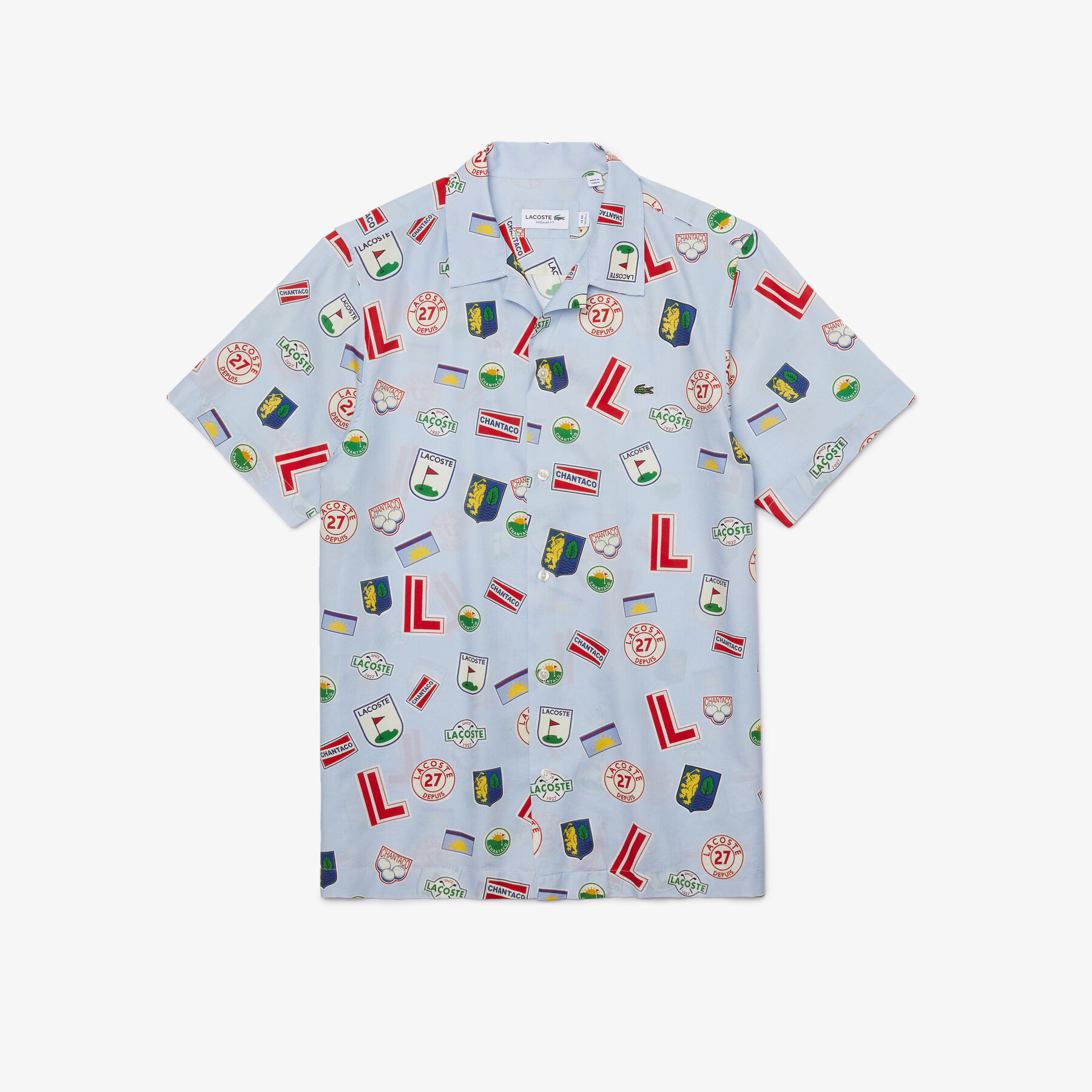 lacoste men s hawaiian print cotton shirt