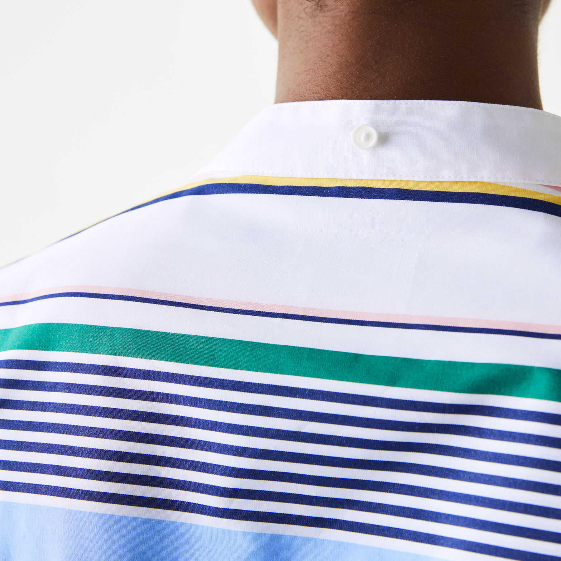 لاكوست قميص قطني مقلم للنساء قصة كلاسيكية مع ياقة وشاح مجموعة lacoste live