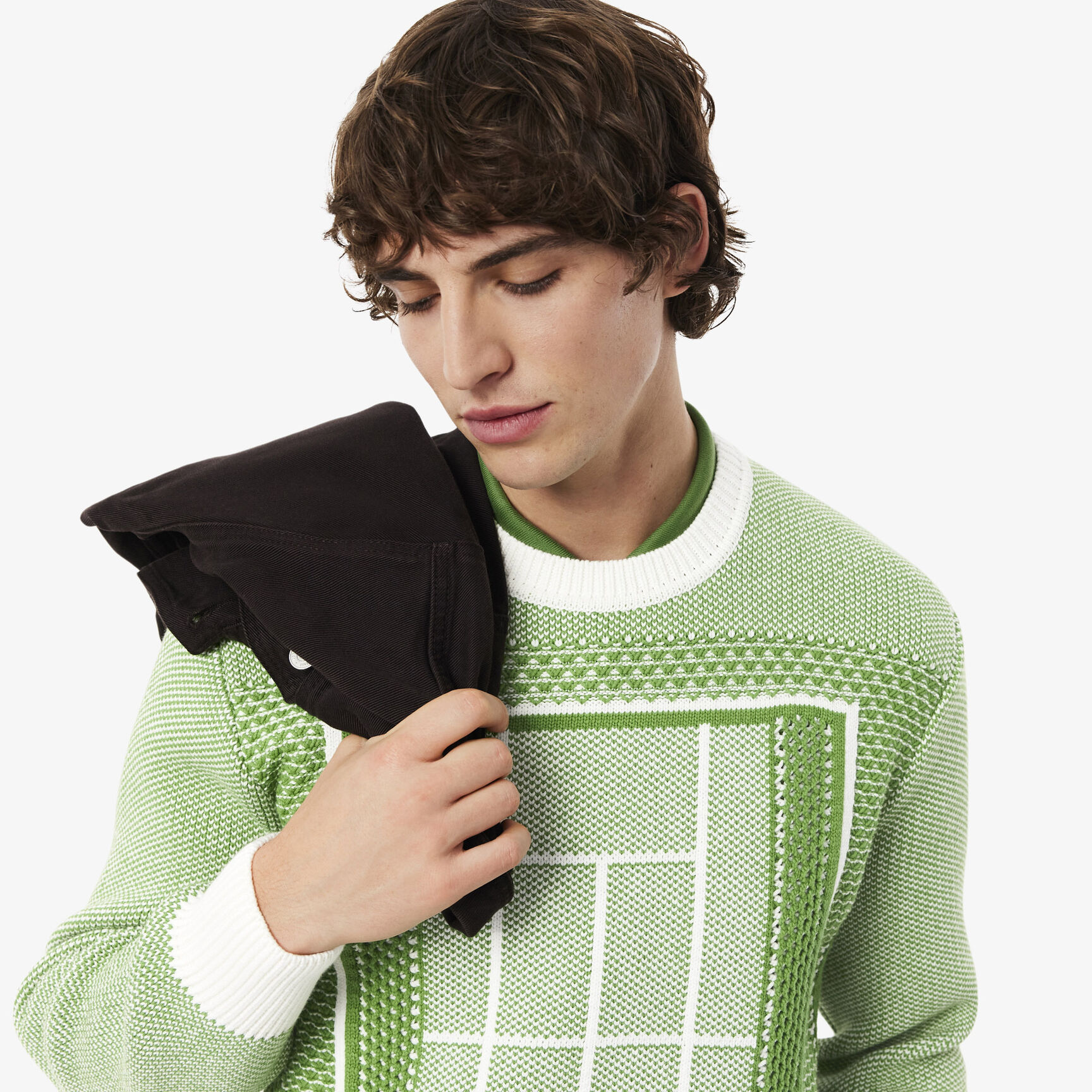 Tennis Court Graphic Jacquard Sweater