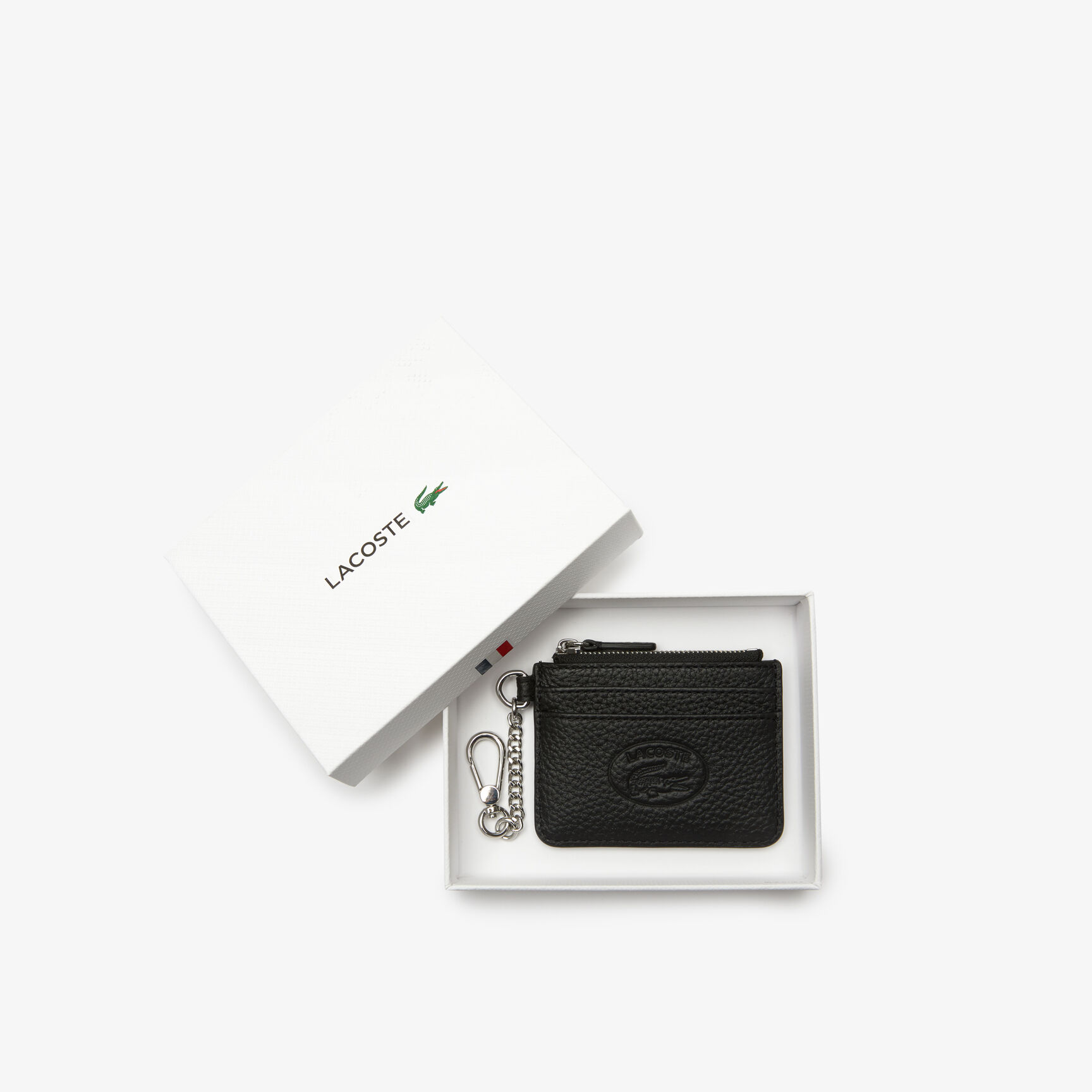 Women's Croco Crew Zippered Grained Leather Card Holder Women's Croco Crew Zippered Grained Leather Card Holder