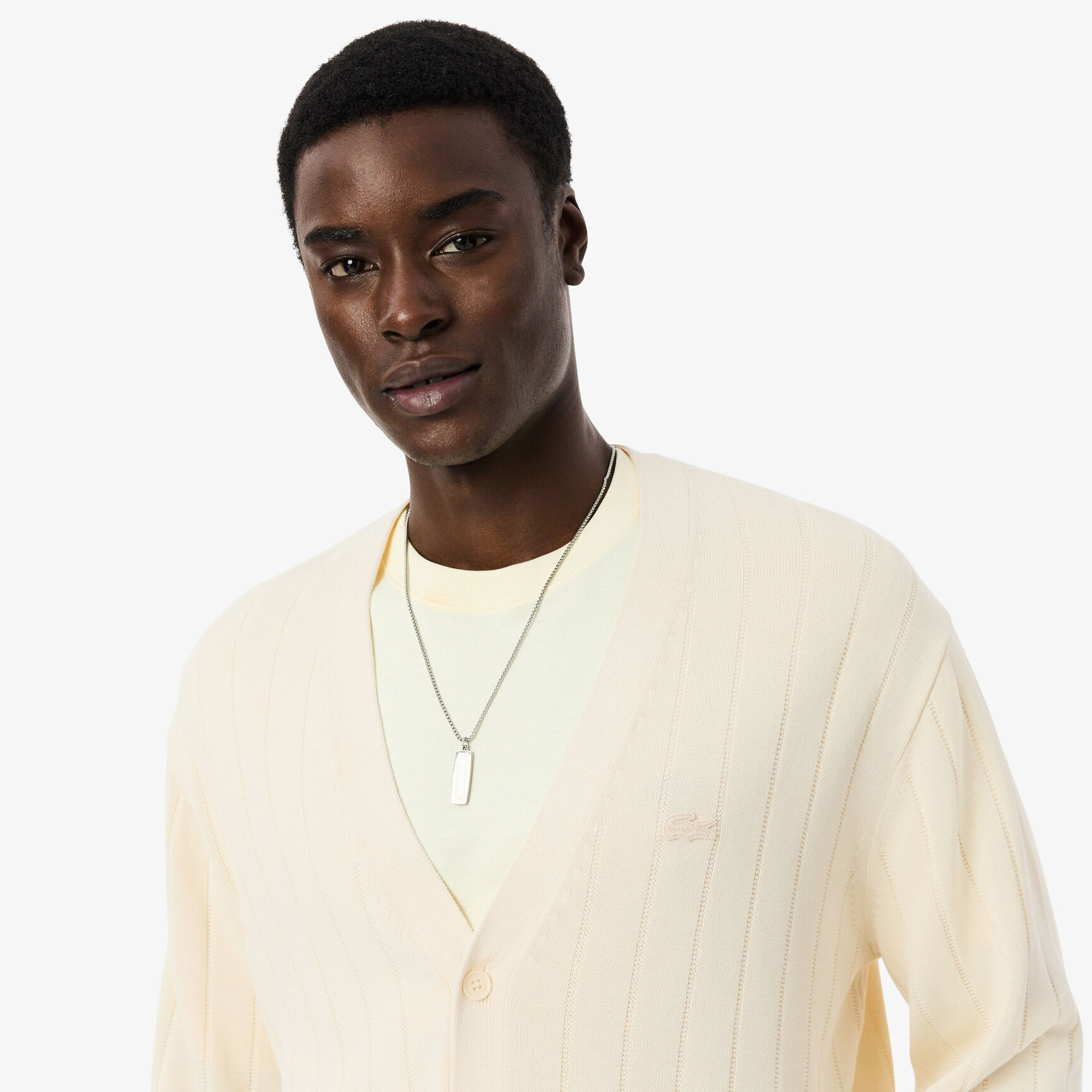 Rib Knit Cotton Blend Cardigan