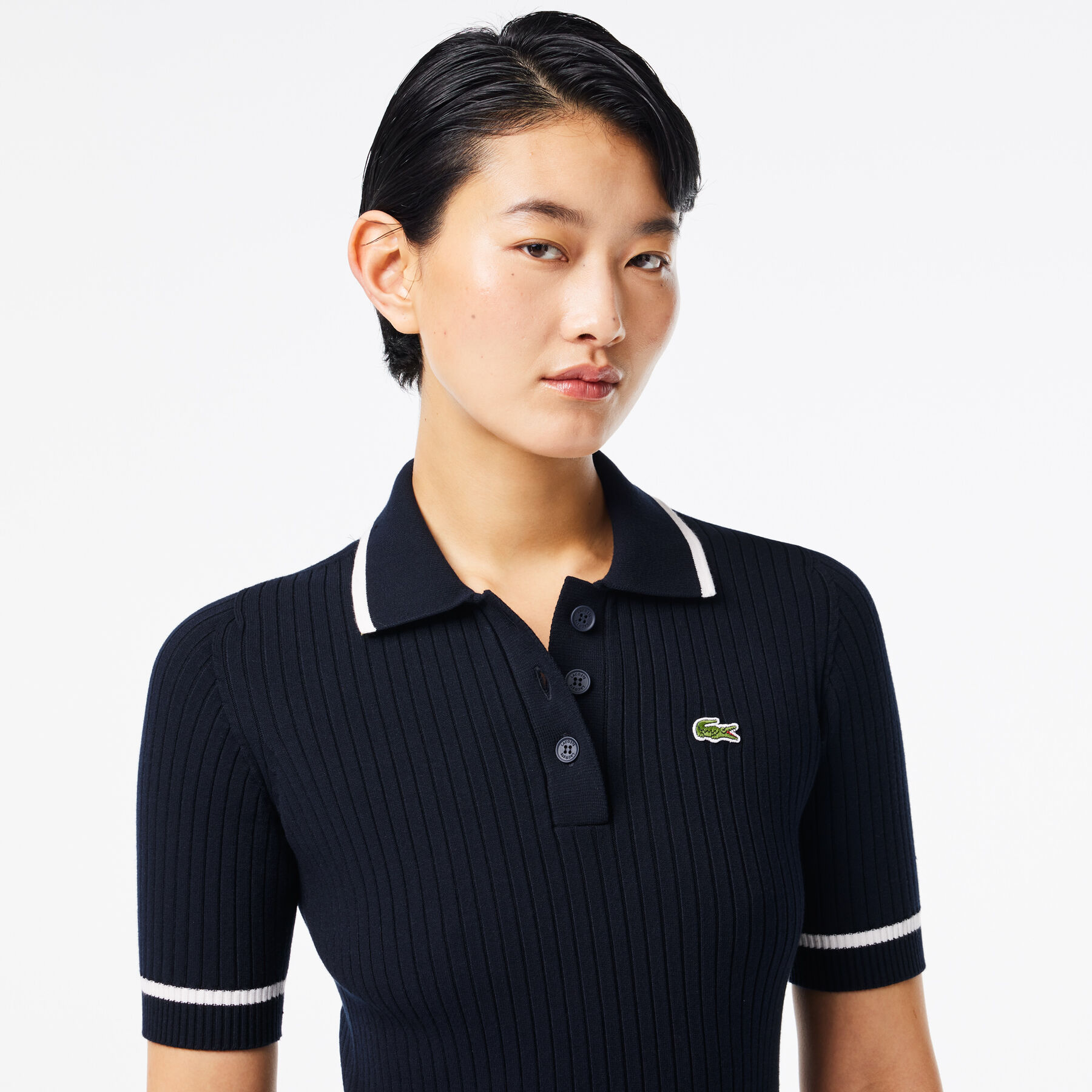 3D Seamless Flared Polo Dress lacoste 3d seamless flared polo dress