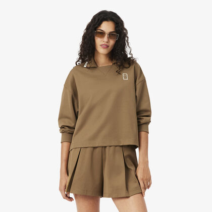 Oversized Polo Collar Pique Sweatshirt