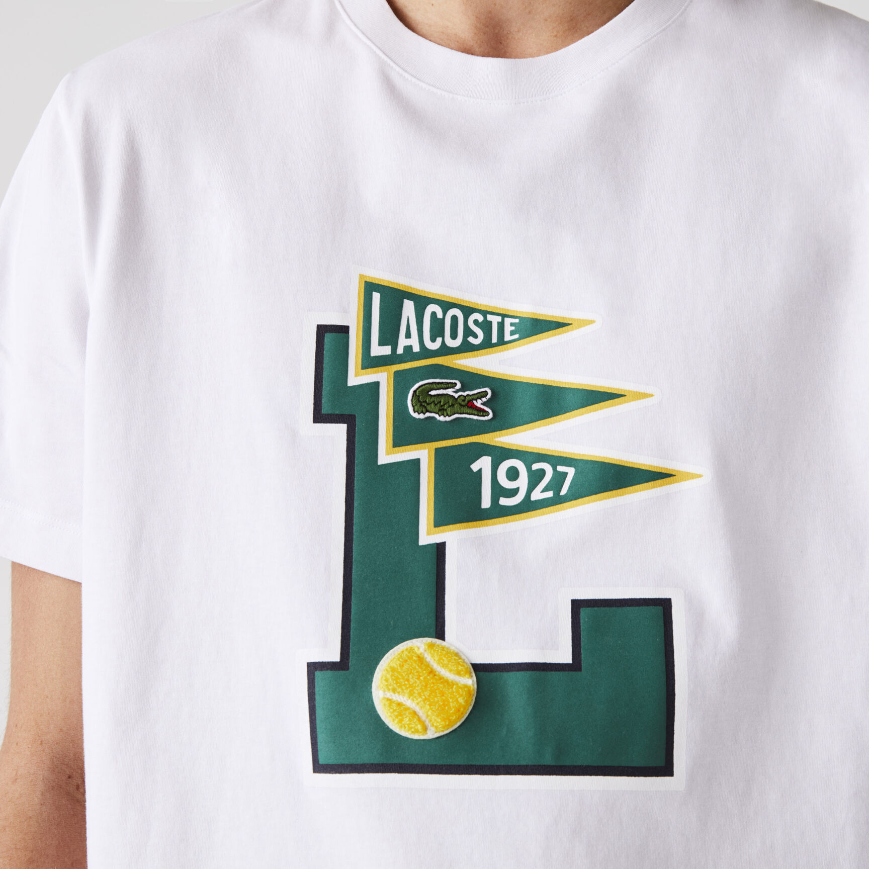 Men's Crew Neck Pennants L Badge Cotton T-Shirt