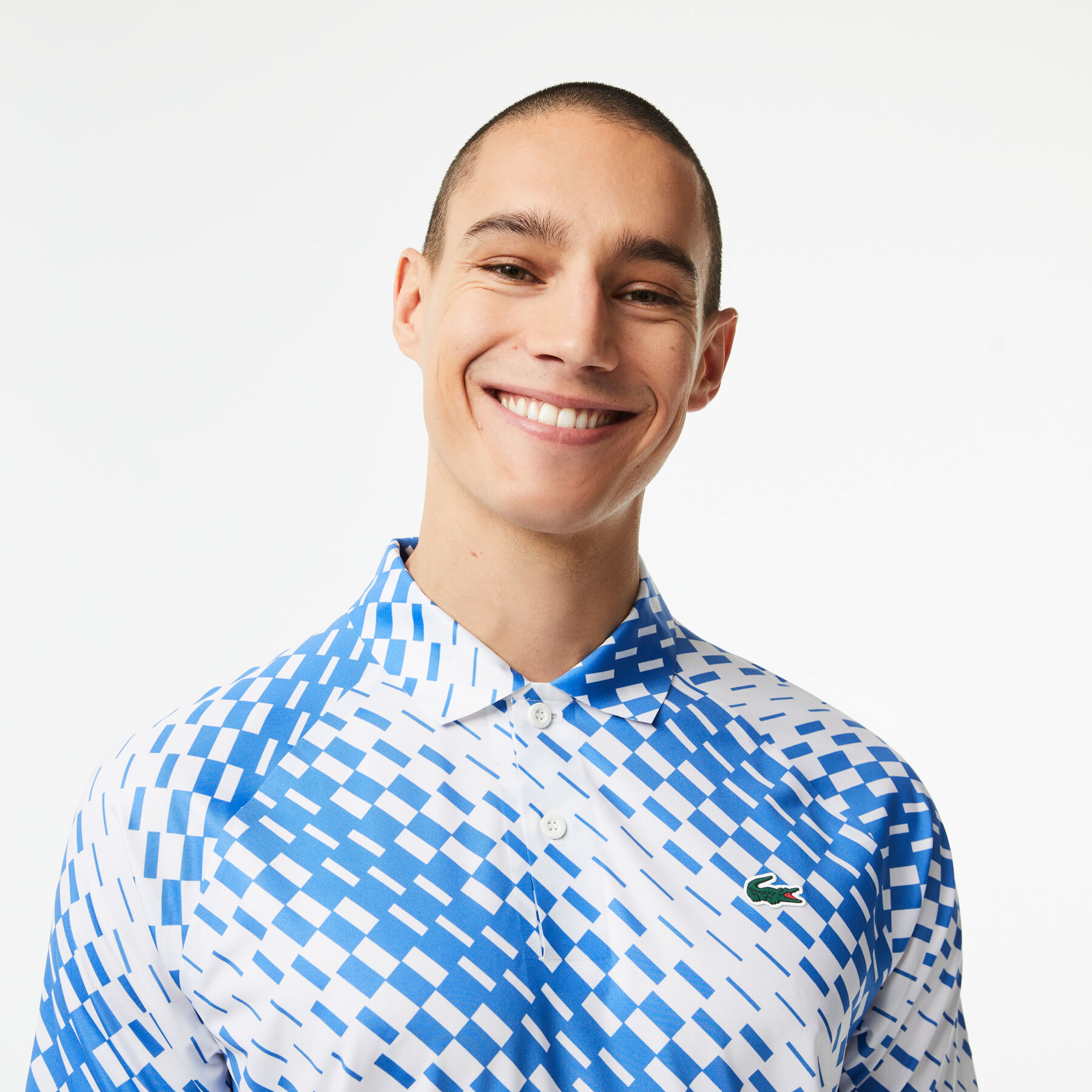 men s lacoste tennis x novak djokovic checkerboard print polo shirt