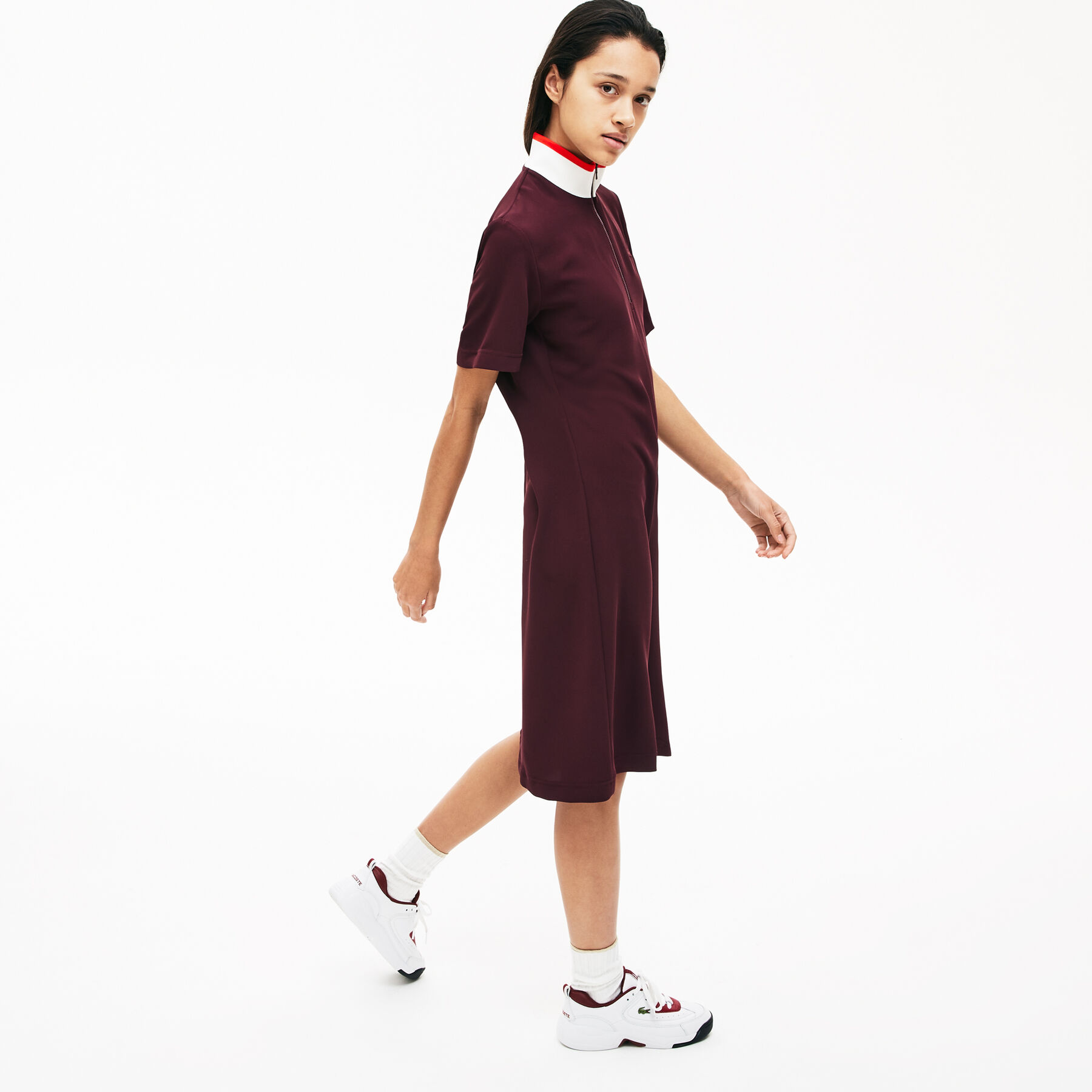 lacoste women s full zip flowy polo dress