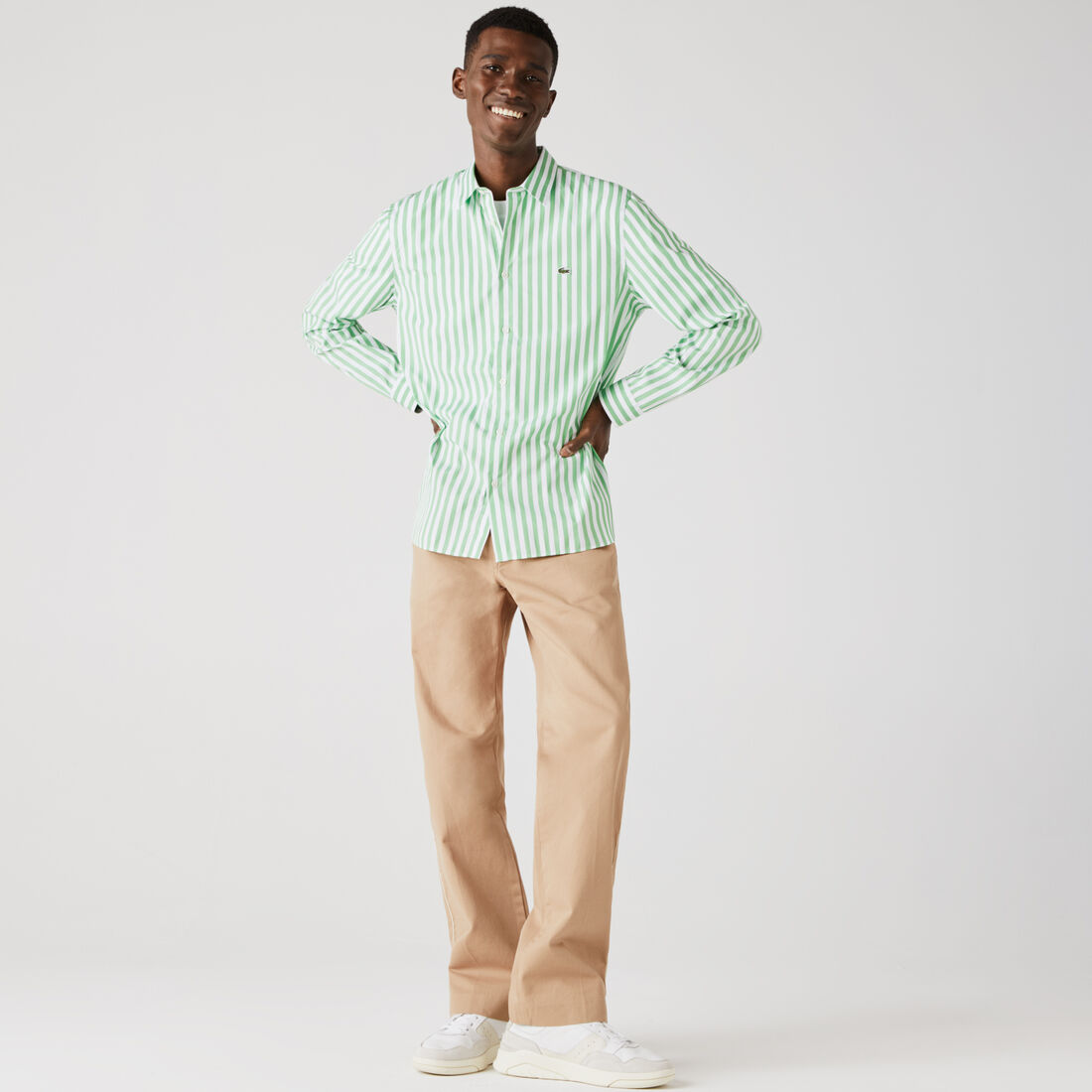 Men's Regular Fit Striped Poplin Shirt