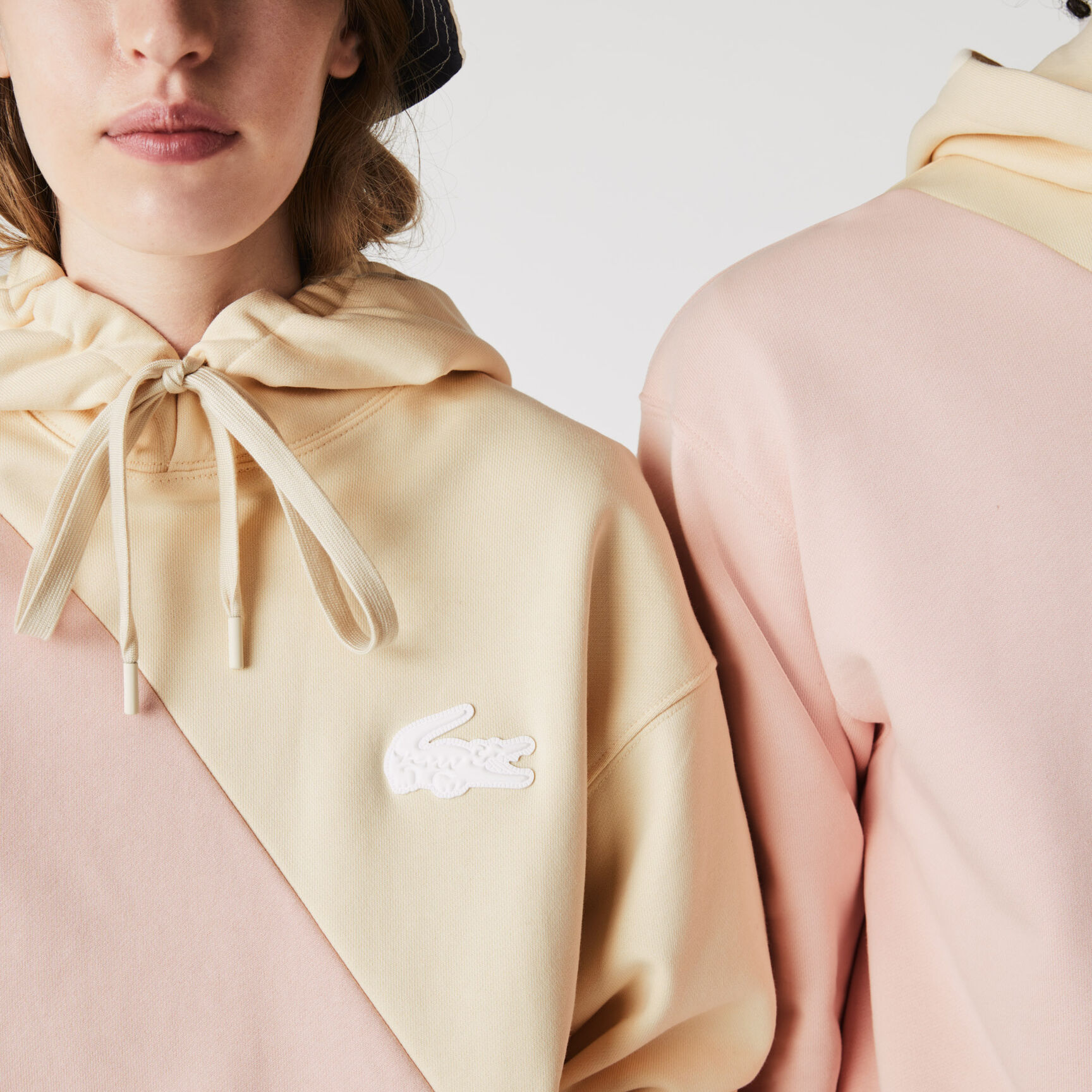 Unisex Lacoste LIVE Loose Fit Hooded Bicolour Fleece Sweatshirt