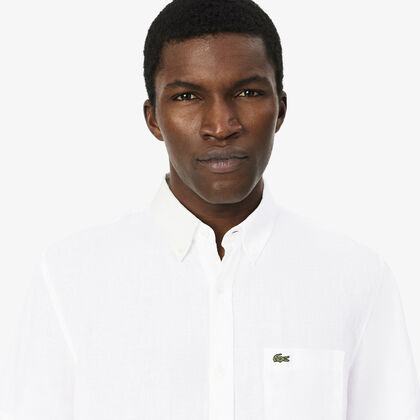 lacoste short sleeved linen shirt