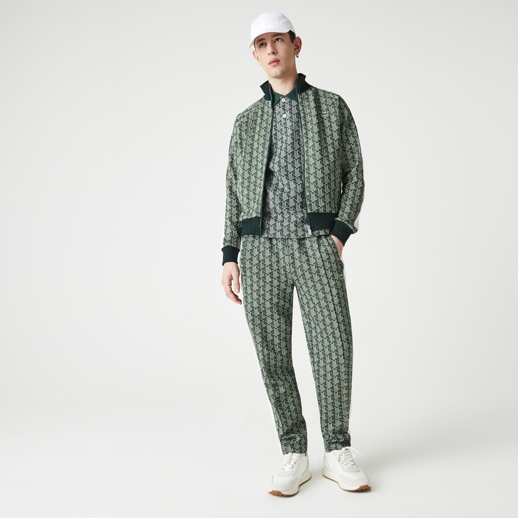 Unisex Lacoste L!VE Monogram Patterned Jacquard Zip Jacket