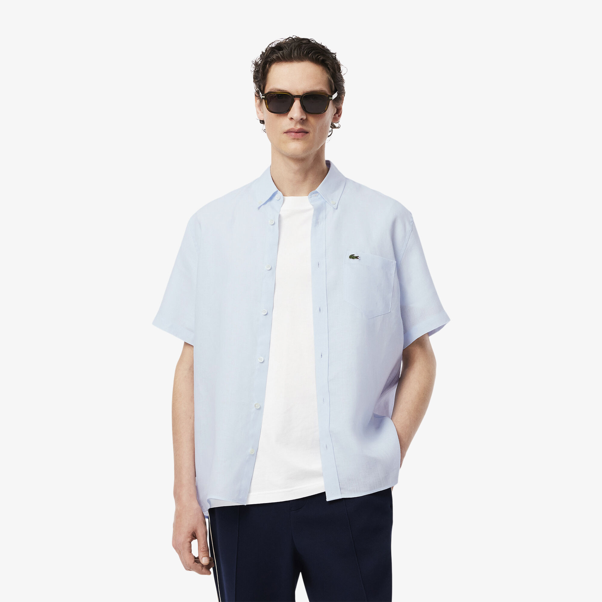 Lacoste linen shirt sale hot sale