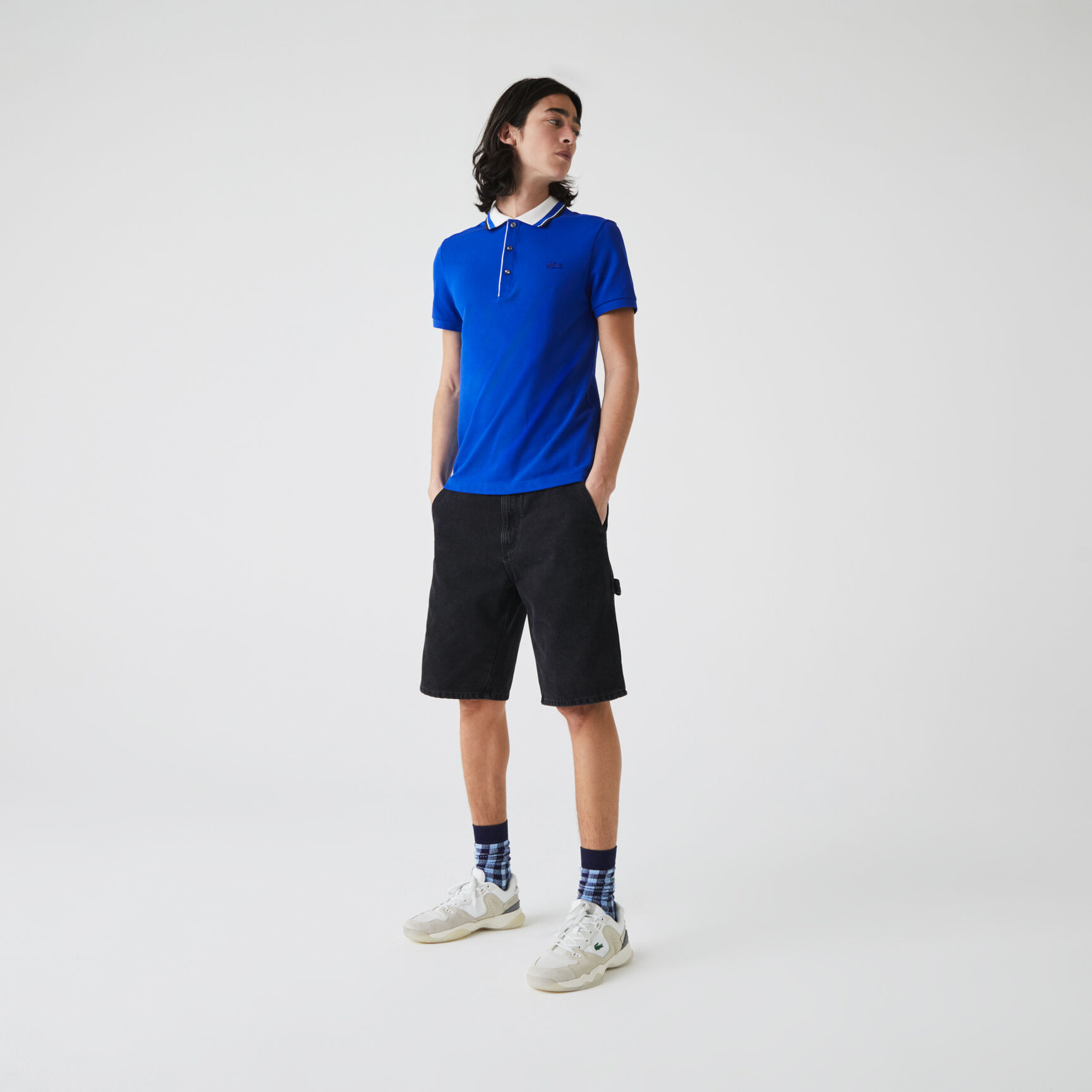 Men&rsquo;s Lacoste Slim Fit Striped Collar Cotton Piqu&eacute; Polo