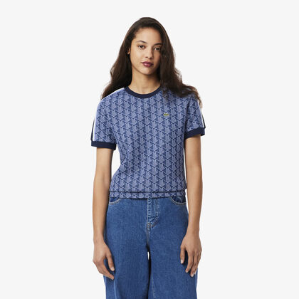 تي شيرت جاكار أحادي اللون بقصّة ضيقة