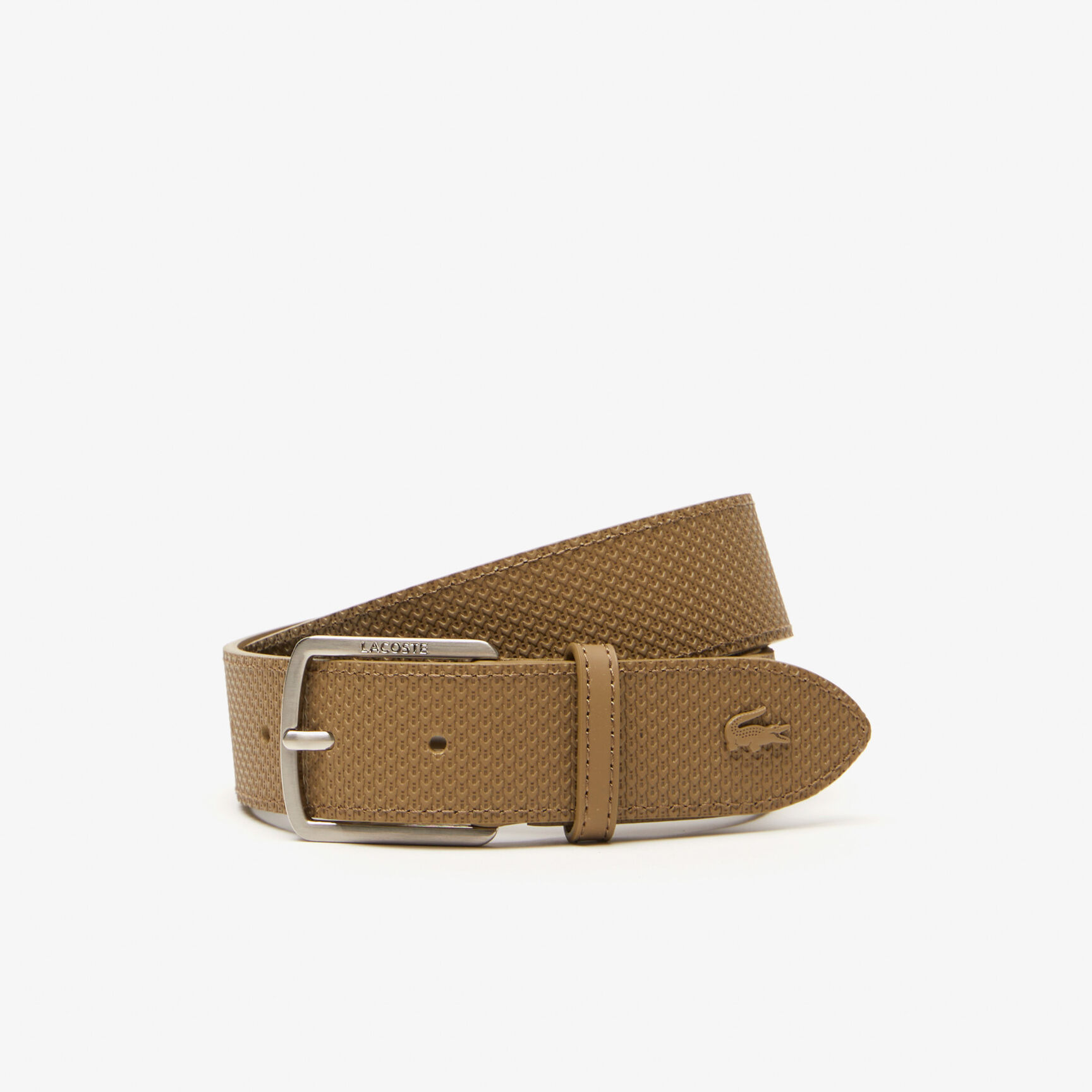 Men's Lacoste Engraved Buckle Texturised Leather Belt