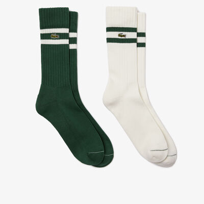 Unisex Ribbed Knit Socks With Contrast Stripes