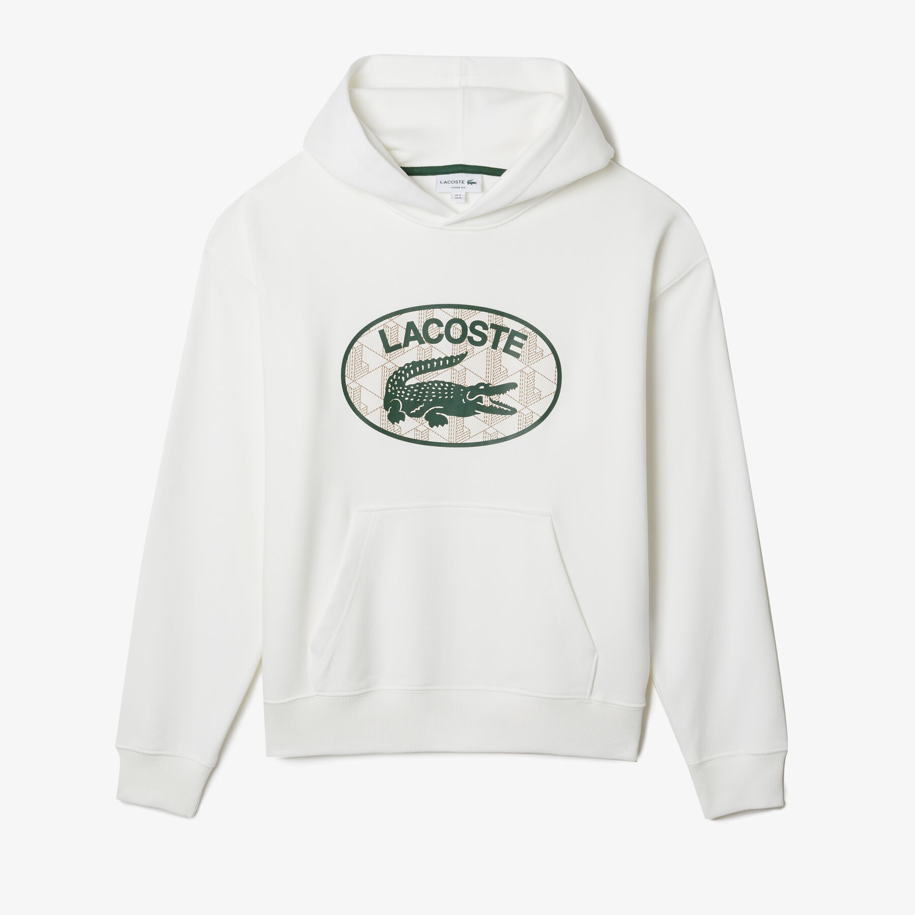 Men's Loose Fit Branded Monogram Hooded Sweatshirt lacoste men s loose fit branded monogram hooded sweatshirt