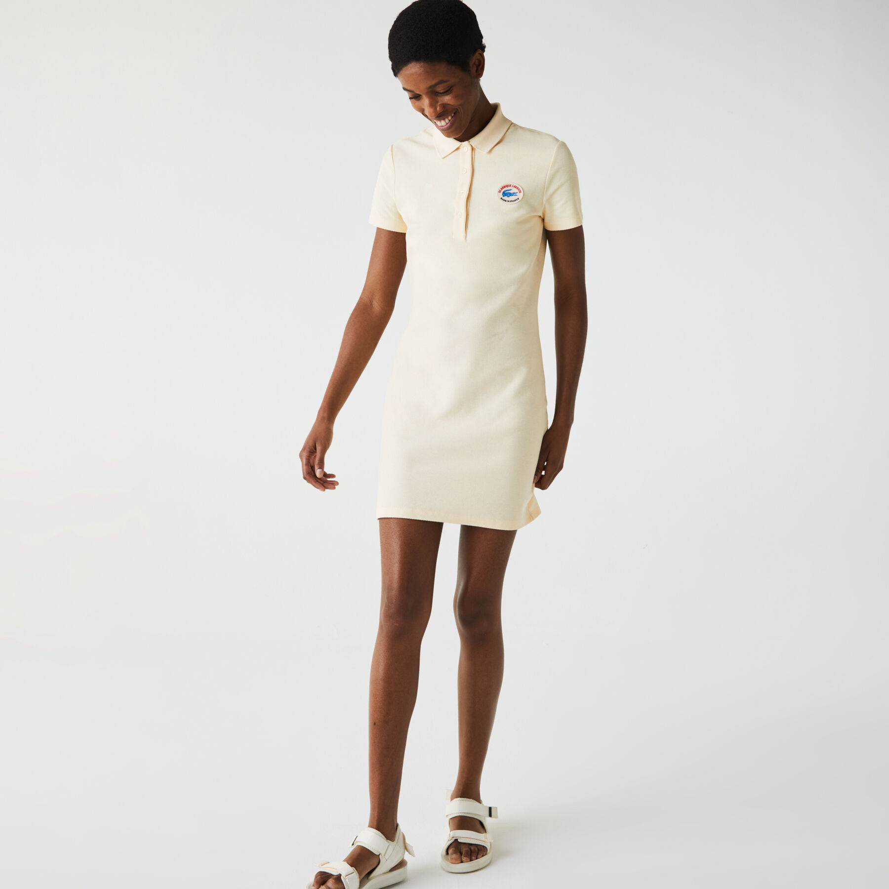 Women’s Made In France Organic Textured Cotton Piqué Polo Dress lacoste women s made in france organic textured cotton piqu polo dress